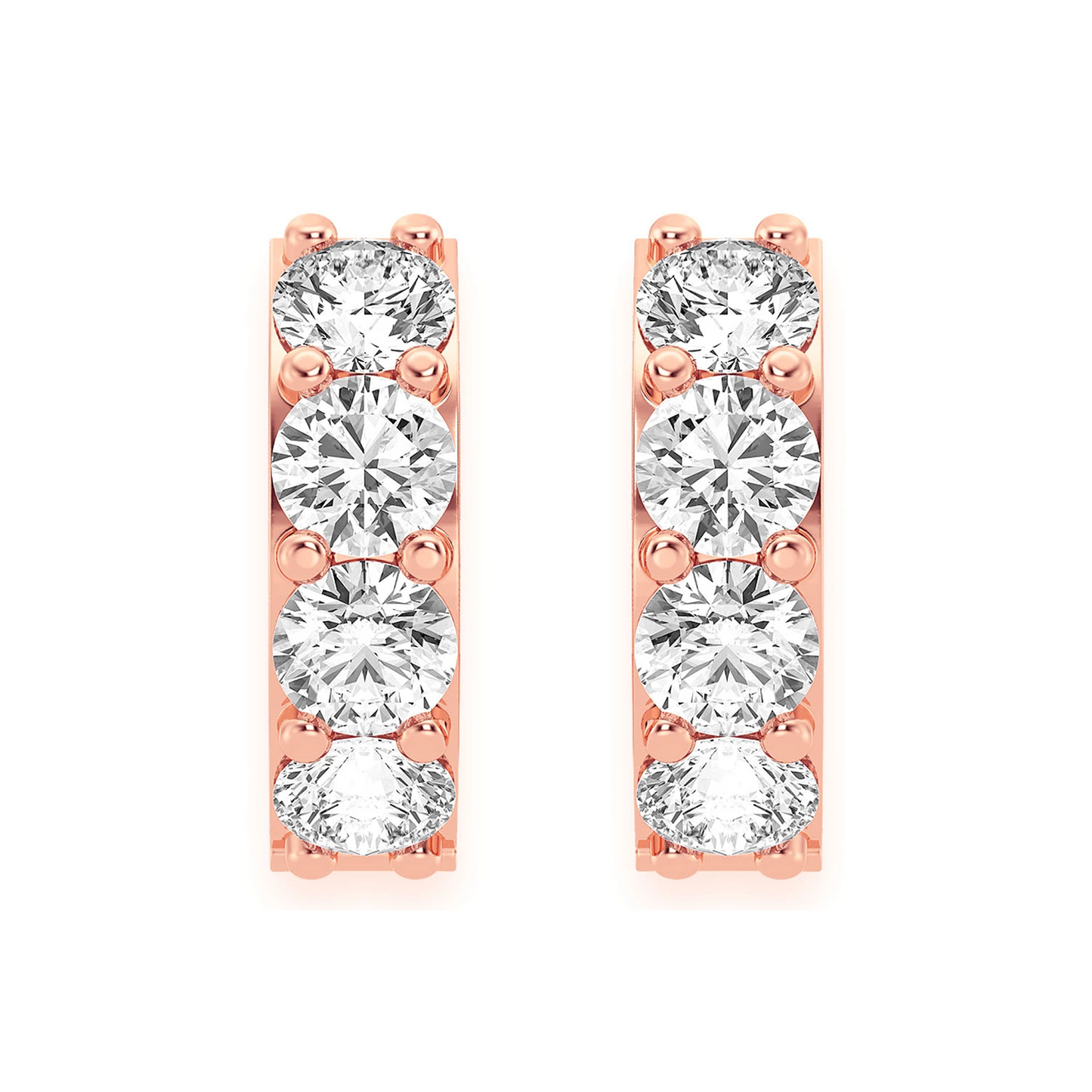 One Row Diamond Huggies in 14K rose gold, 0.50ctw, detail view