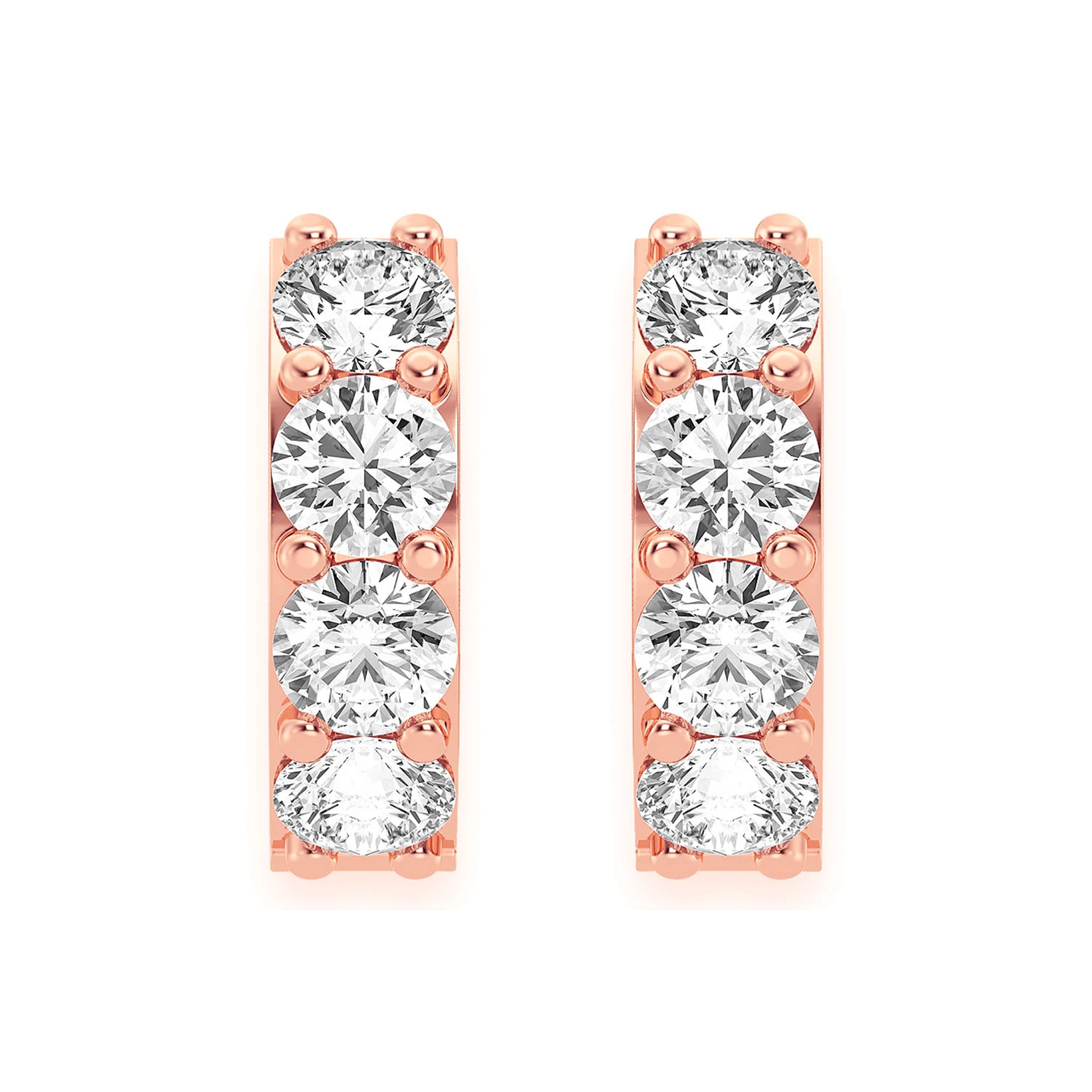 One Row Diamond Huggies in 14K rose gold, 0.50ctw, detail view