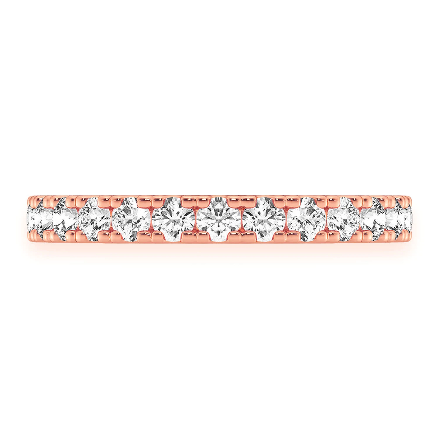 Signature Single Row Band Ring in 14K rose gold, angled view