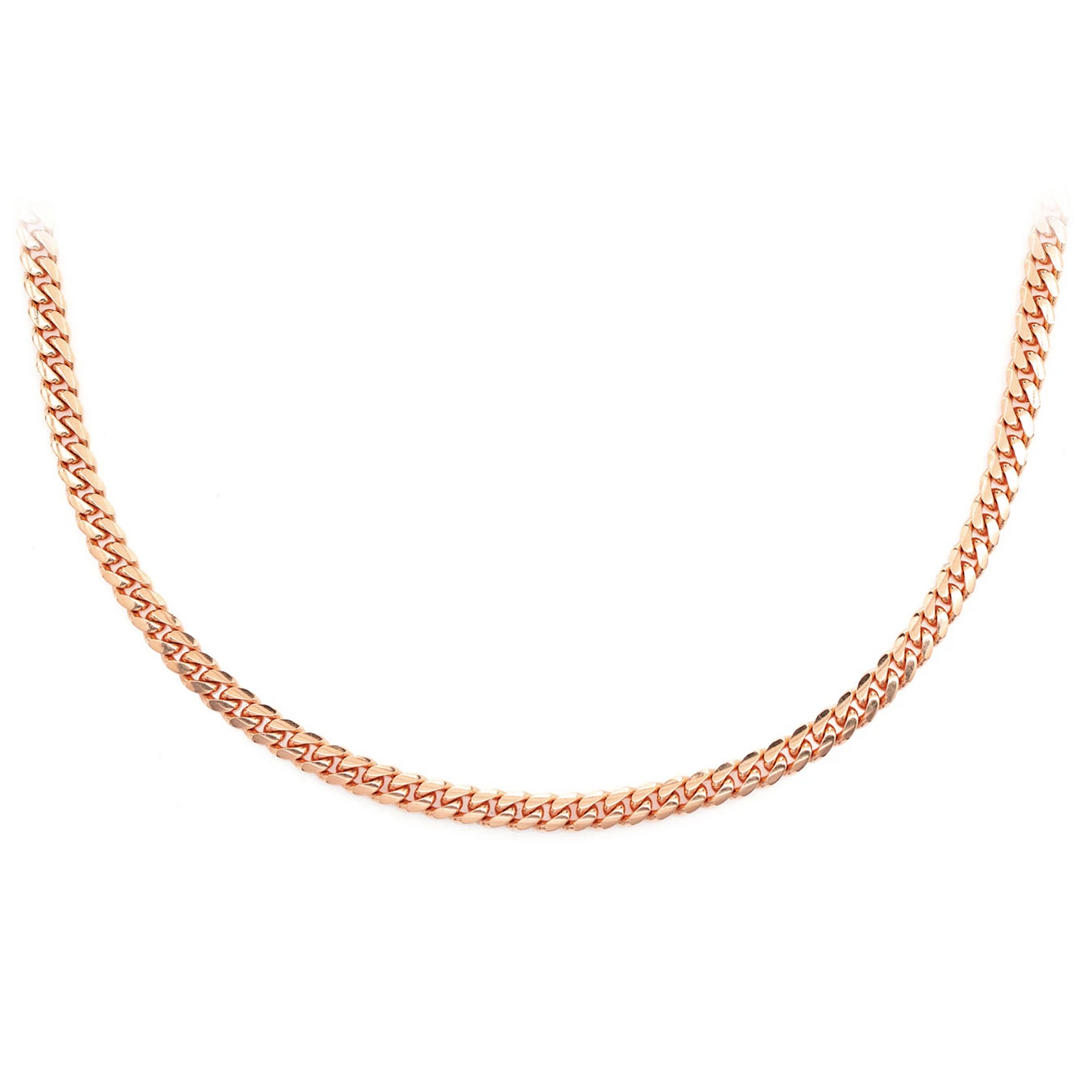 Miami Cuban Gold Chain in 14K rose gold, 2.75mm width, front view