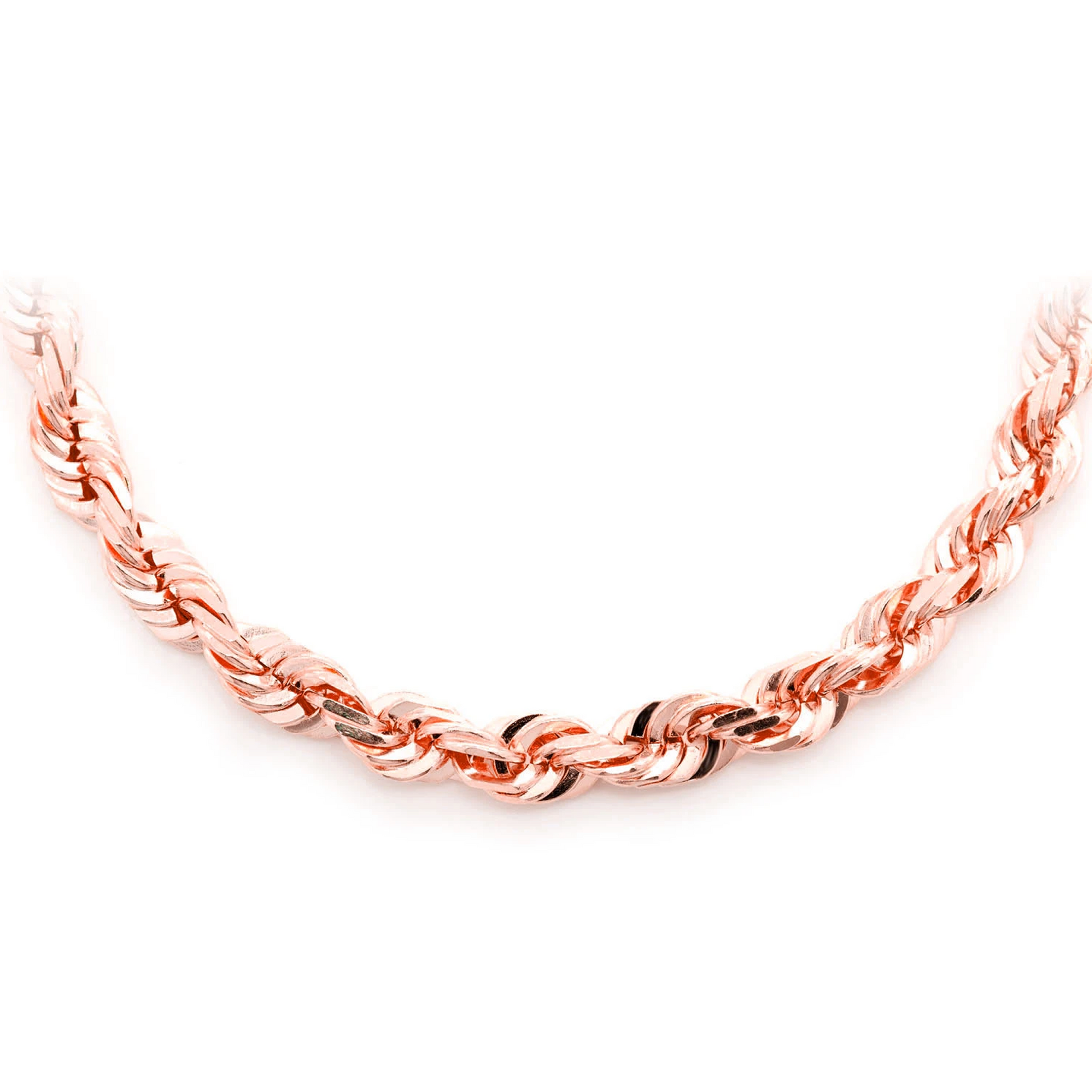 Rope Gold Chain in 14K rose gold, 6mm width, front view