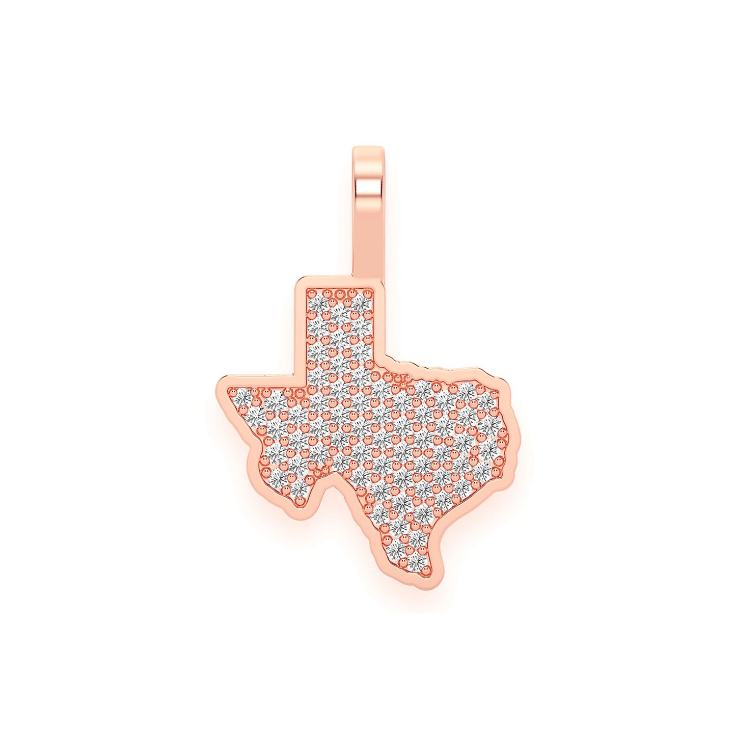US State Diamond Pendant in 14K rose gold, Texas design, front view