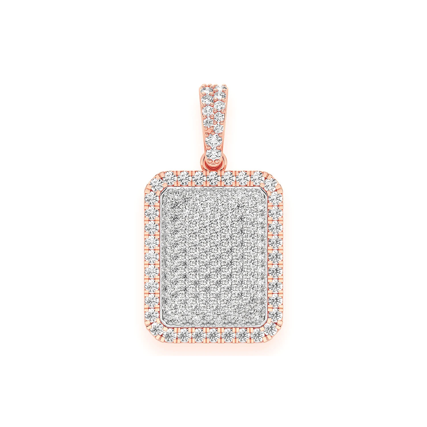 Rectangle Pillow Diamond Pendant in 14K rose gold, front view