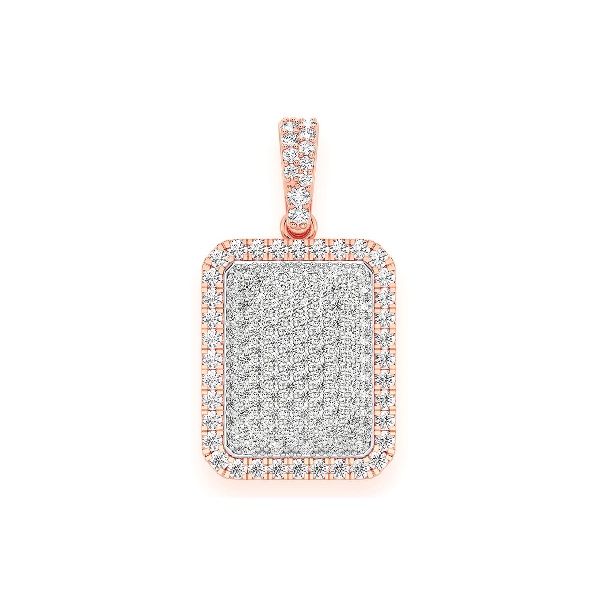 Rectangle Pillow Diamond Pendant in 14K rose gold, front view
