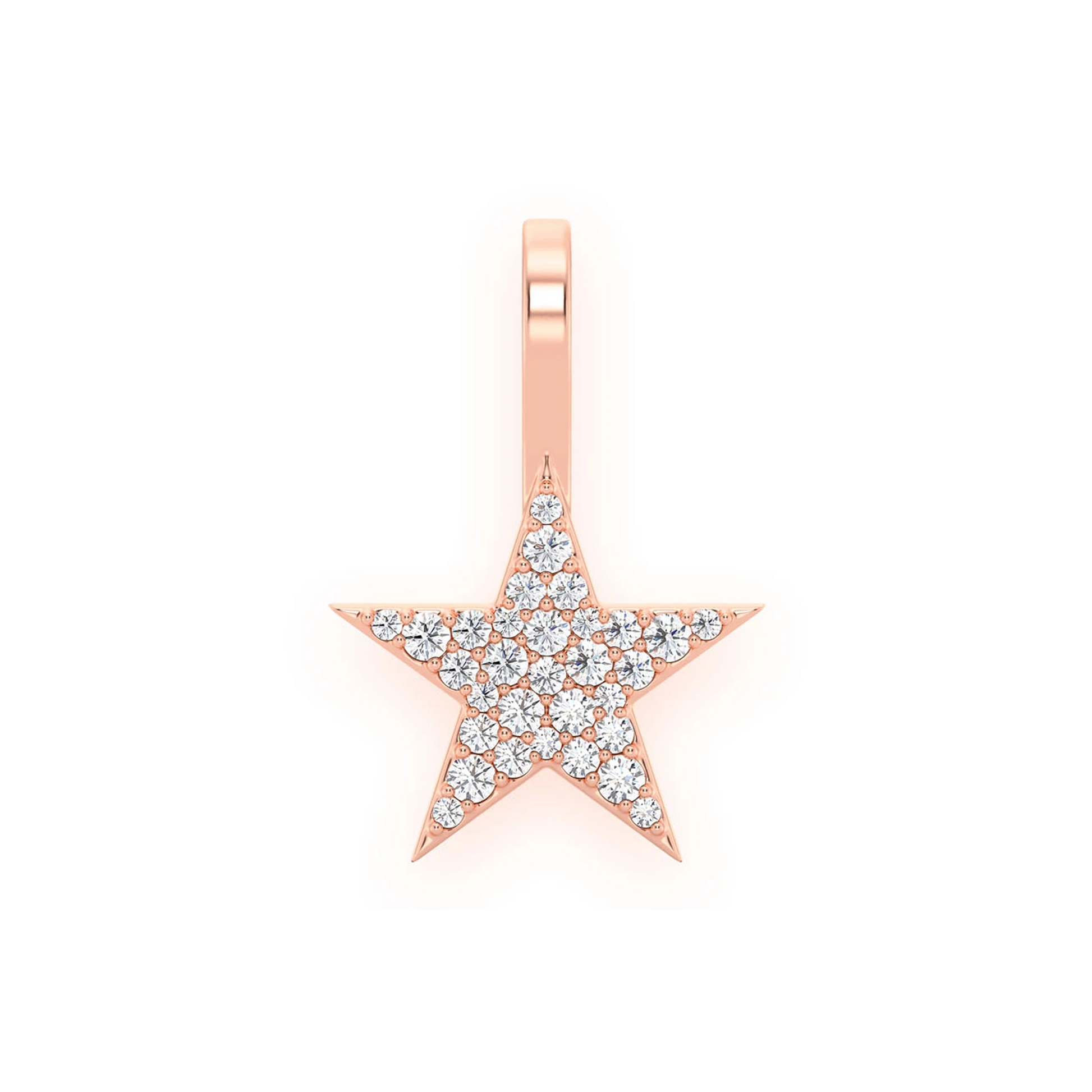 Five Point Star Diamond Pendant in 14K rose gold, front view