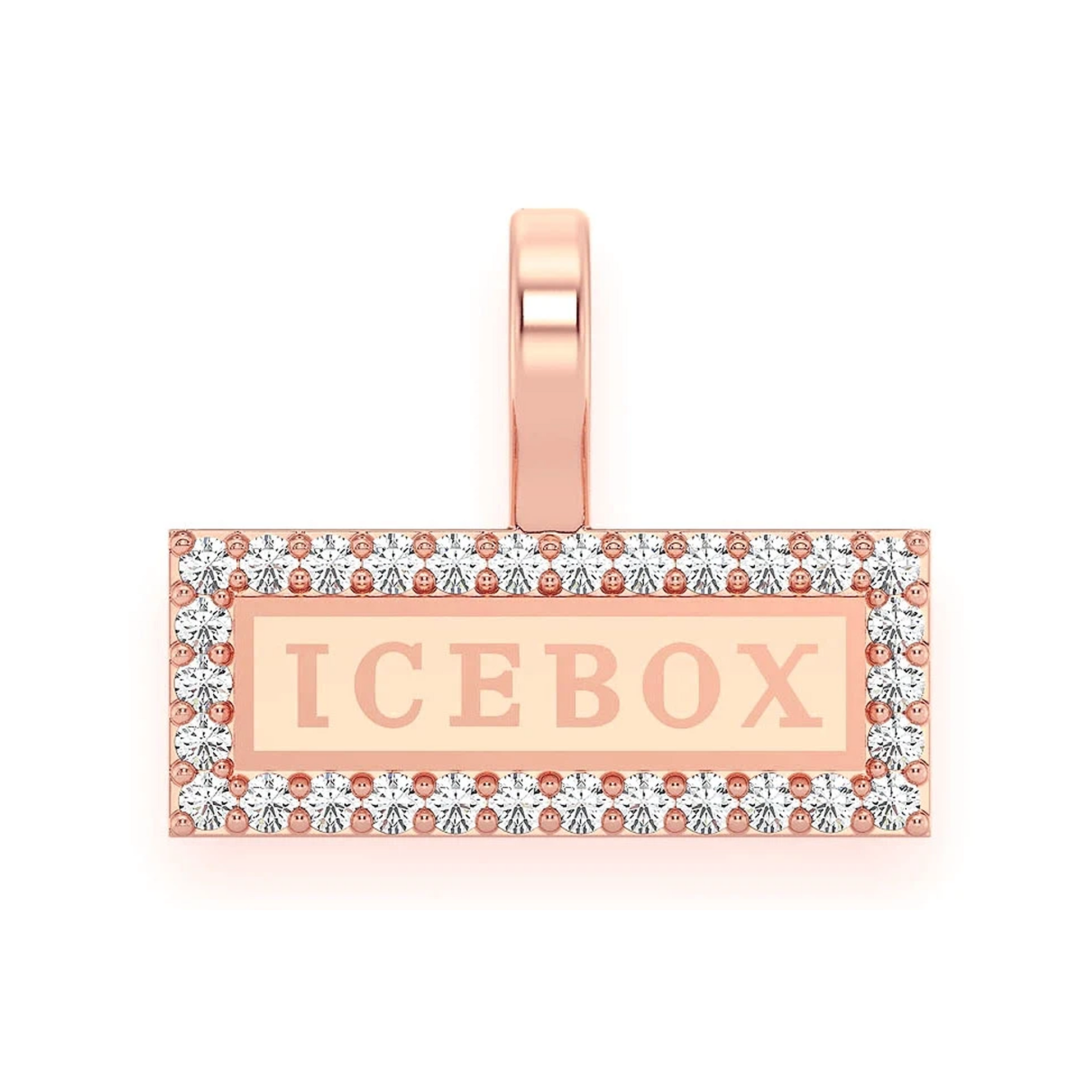 Icebox Logo Diamond Pendant in 14K rose gold, front view