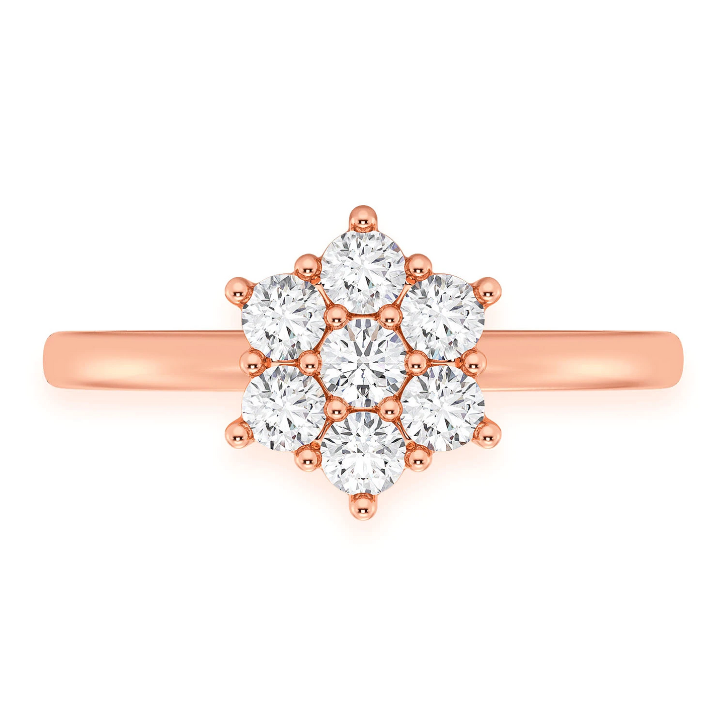 Flower Diamond Ring in 14K rose gold, front view