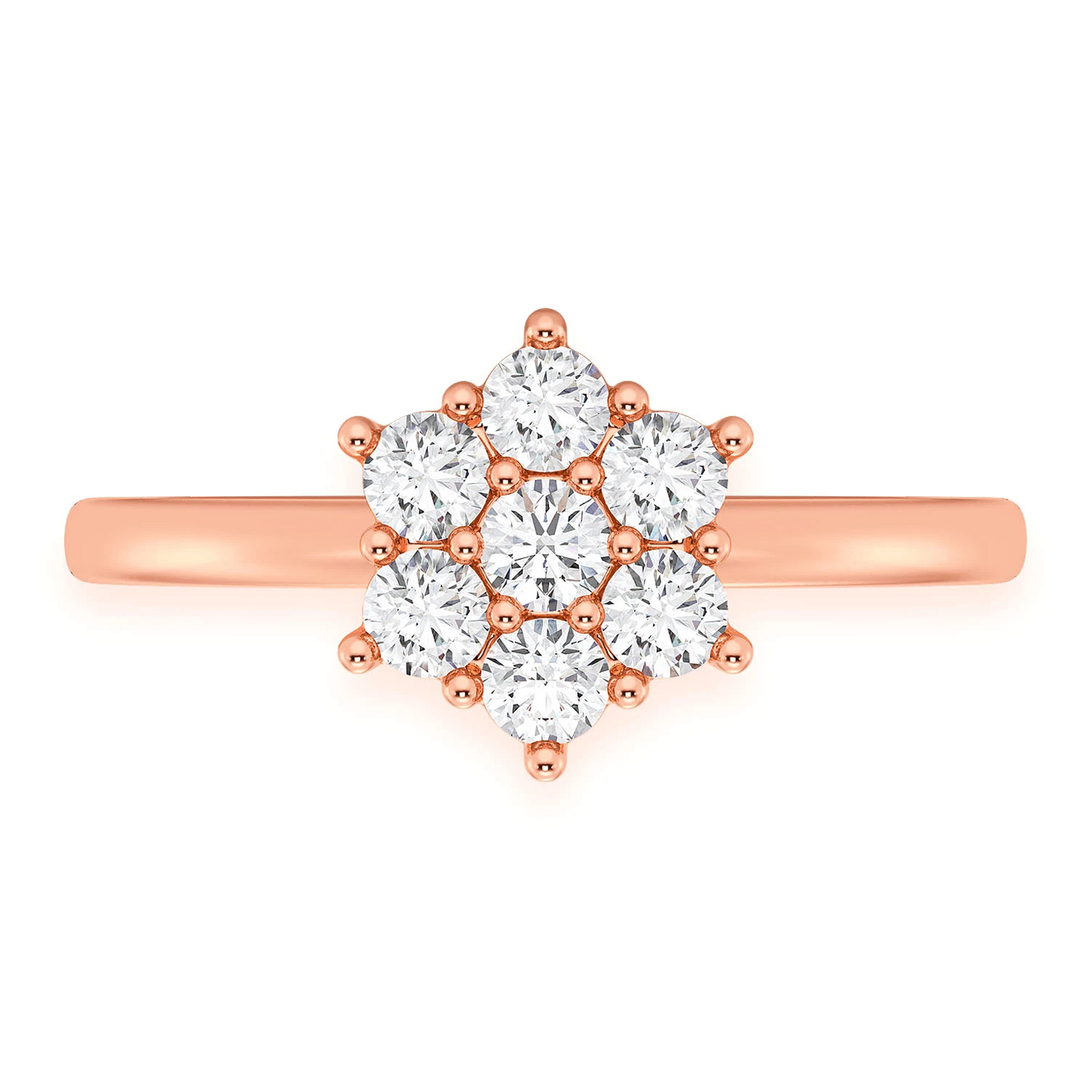 Flower Diamond Ring in 14K rose gold, front view