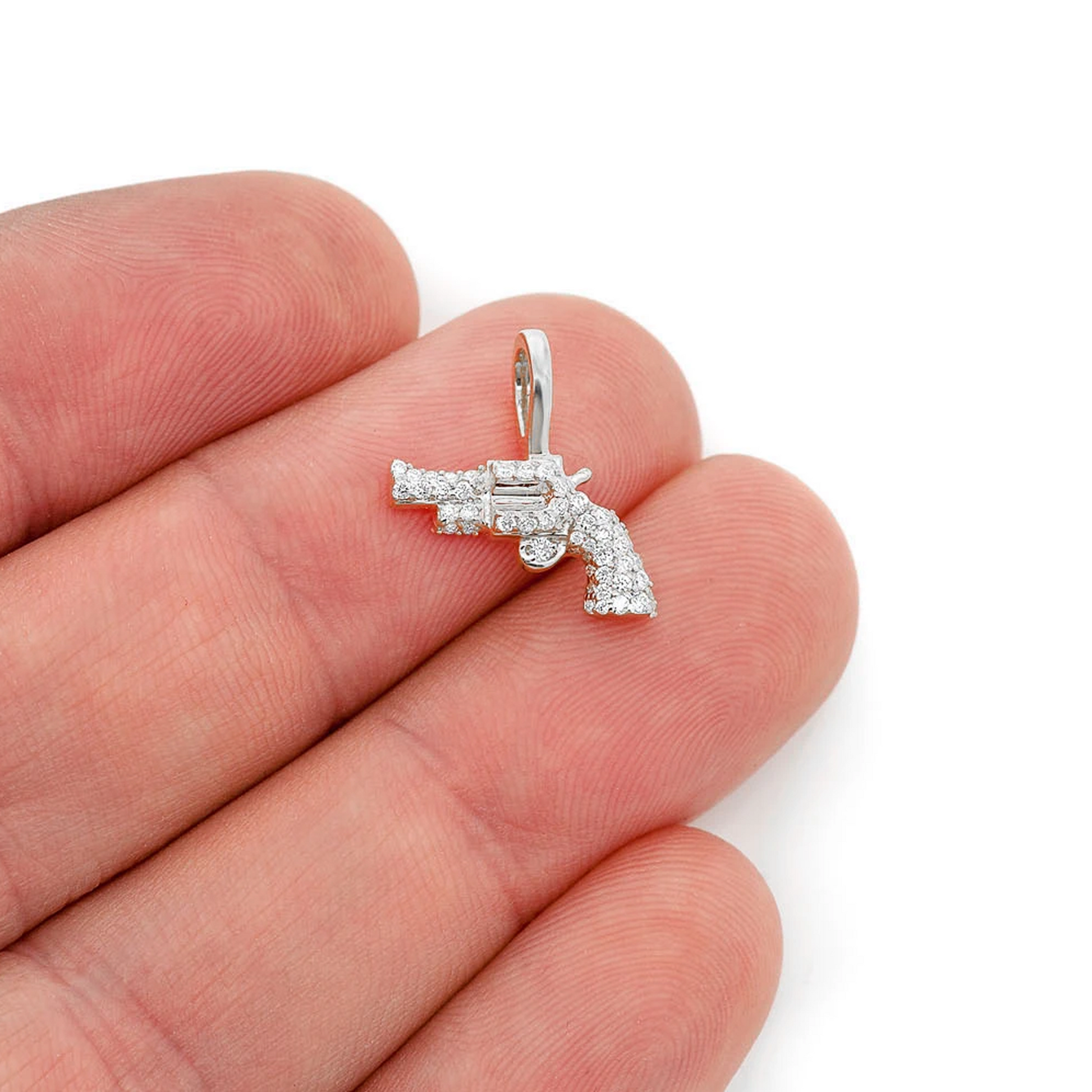 Revolver Diamond Pendant in 14K white gold, angled view