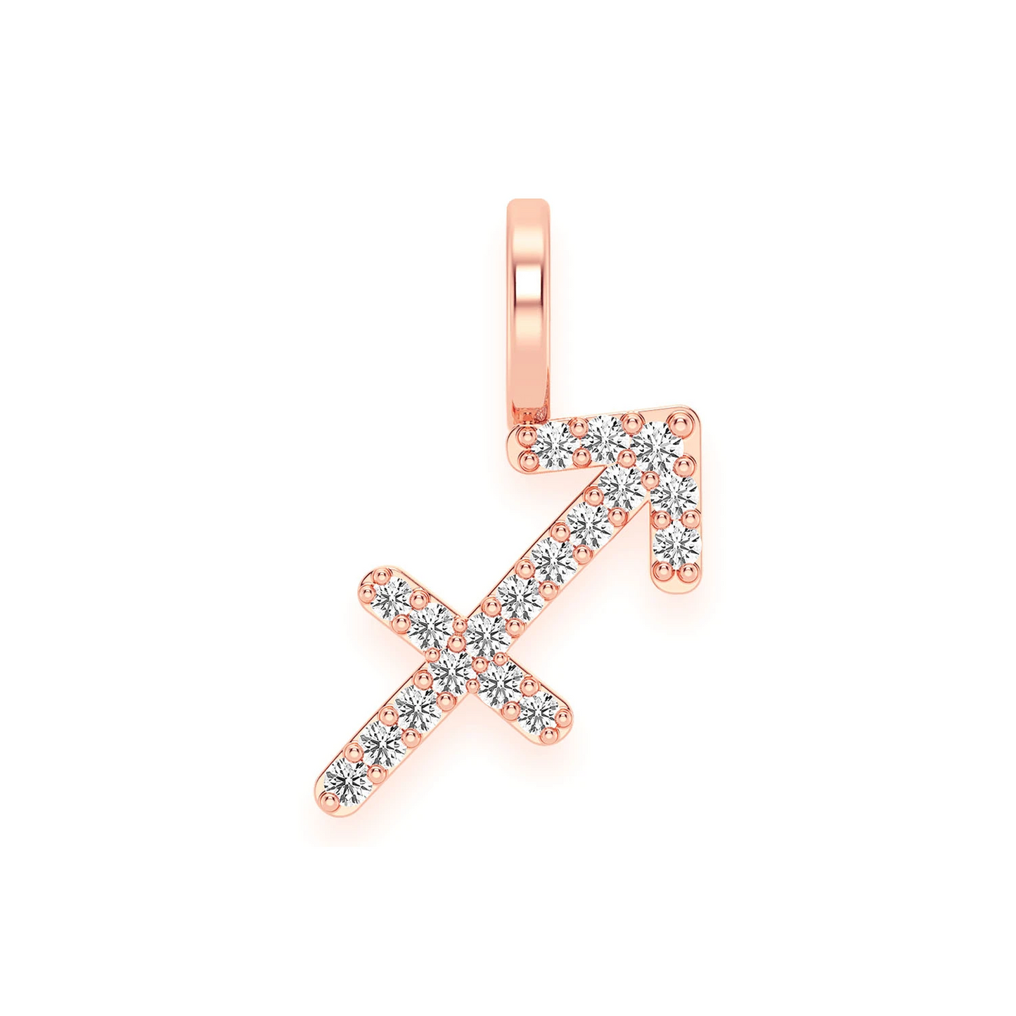 Astrology Zodiac Diamond Pendant in 14K rose gold, Sagittarius design, front view
