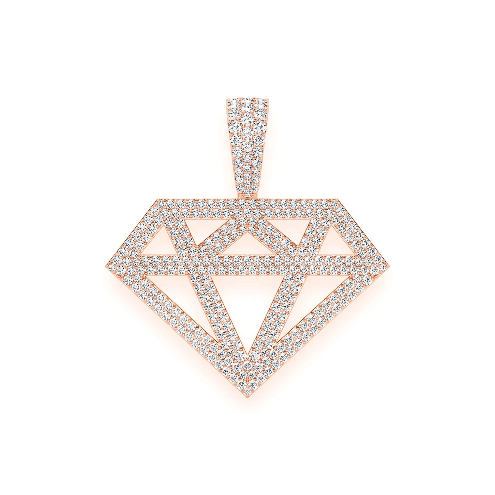 Diamond Silhouette Pendant in 14K rose gold, Statement | 2.50ctw, front view