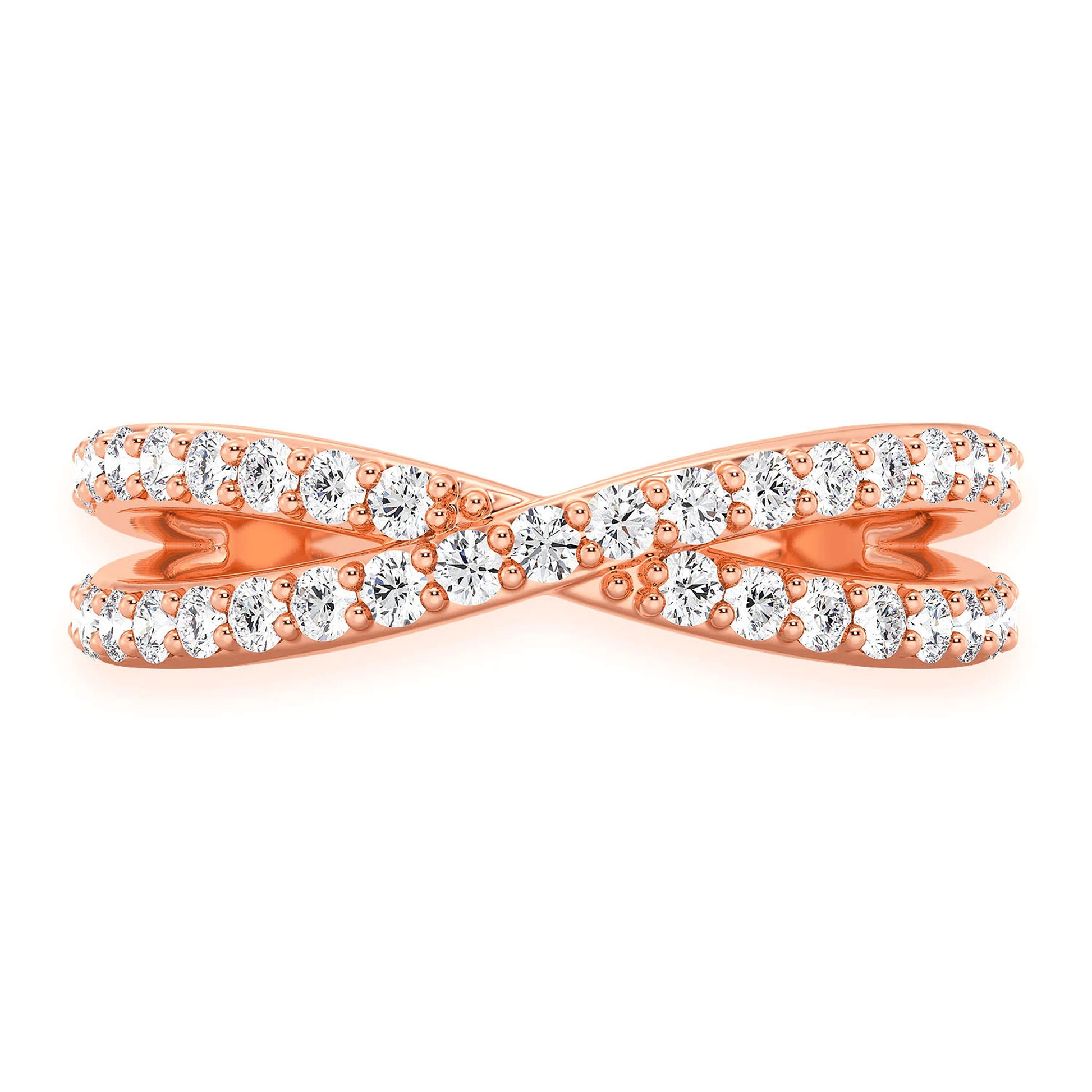 Infinity Crossover Diamond Band Ring in 14K rose gold, front view