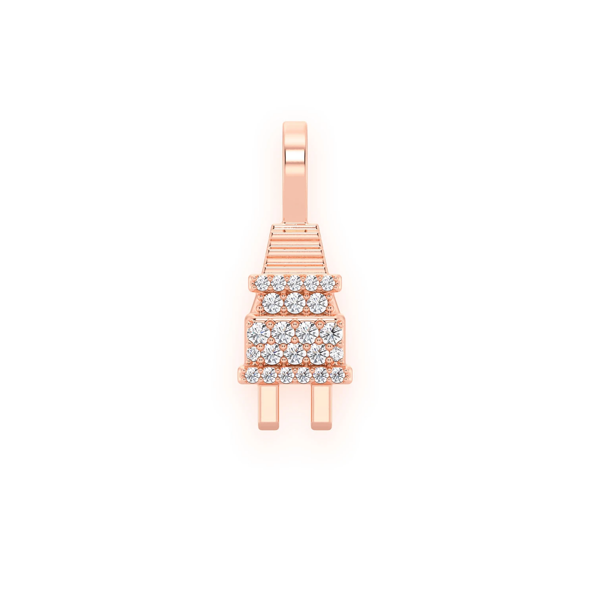 Plug Diamond Pendant in 14K rose gold, Signature | 0.10ctw, front view
