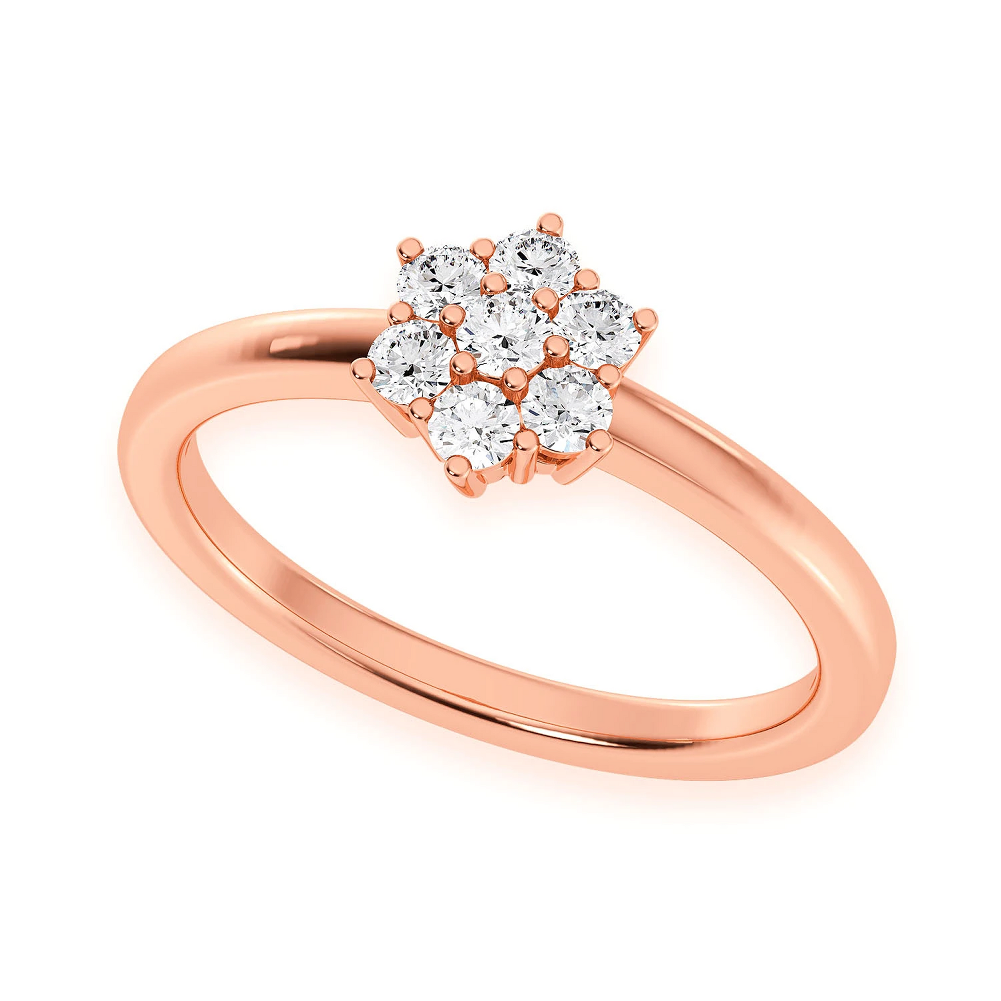 Flower Diamond Ring in 14K rose gold, angled view