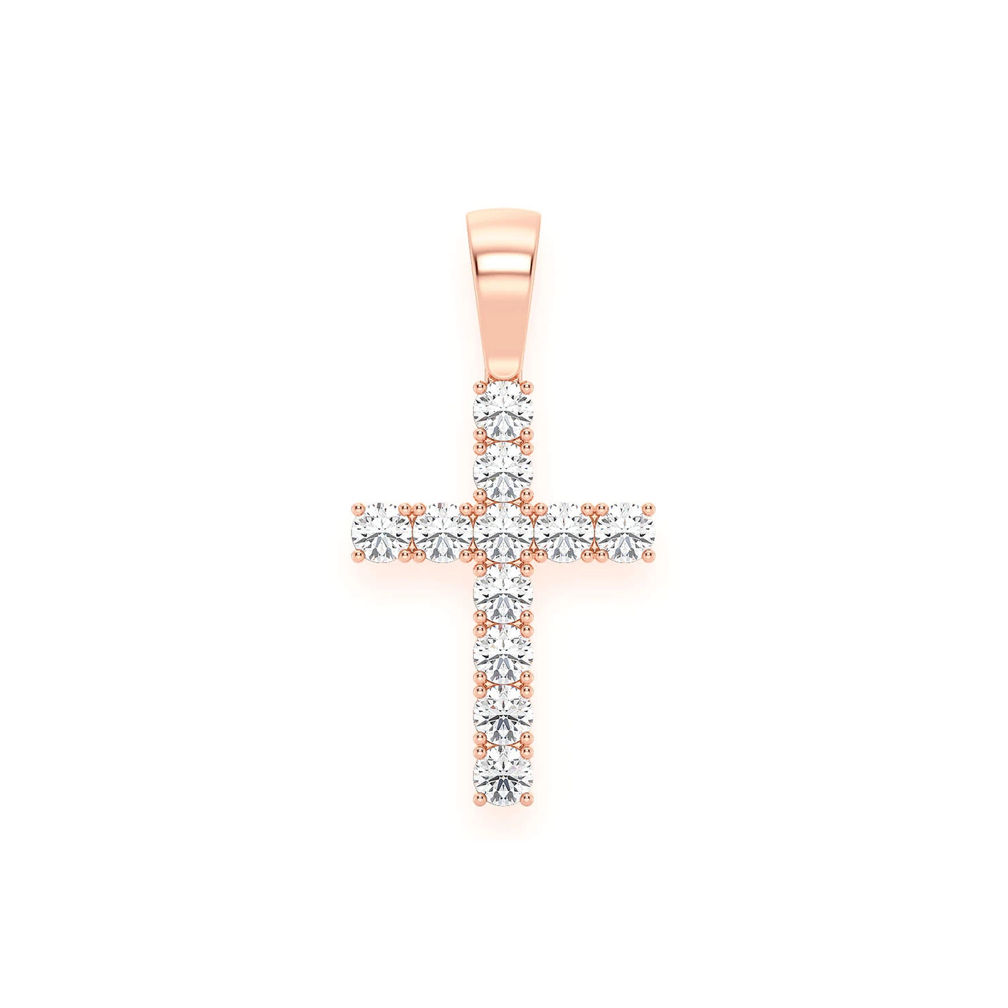 Signature Diamond Cross in 14K rose gold, Extra Large / 3.75 ctw, front view