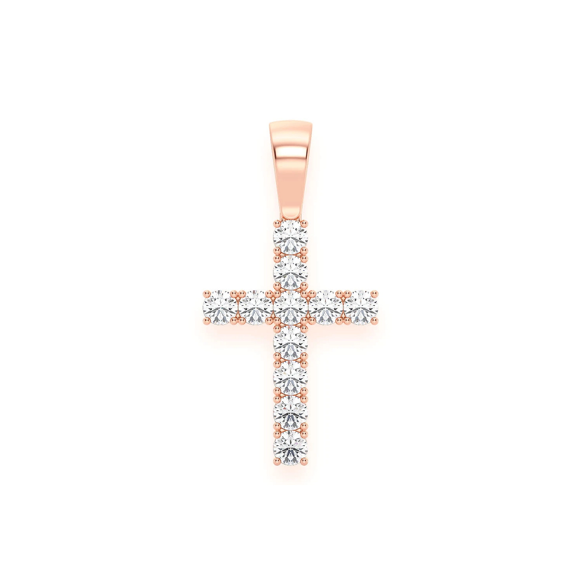 Signature Diamond Cross in 14K rose gold, Extra Large / 3.75 ctw, front view