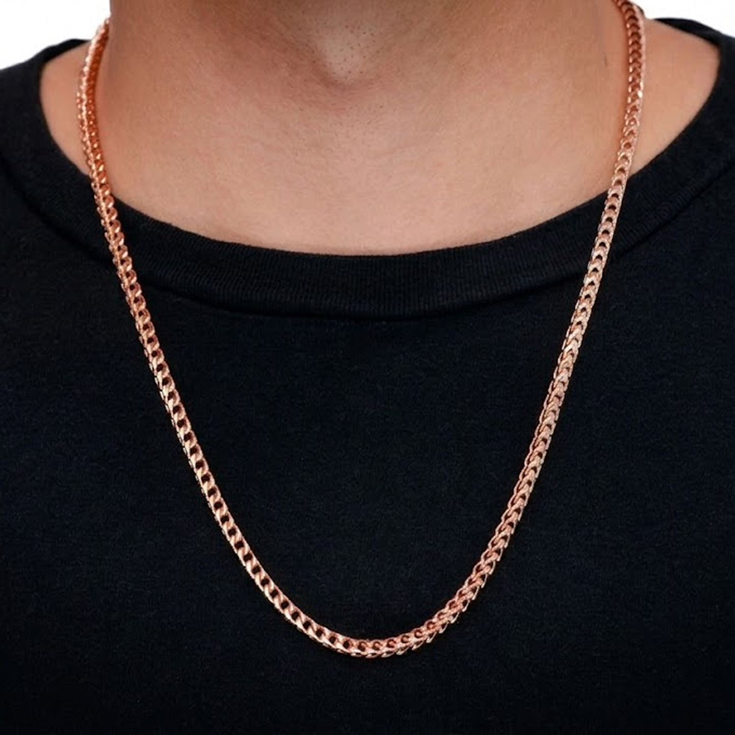 Franco Gold Chain in 14K rose gold, 4mm width, alternate view