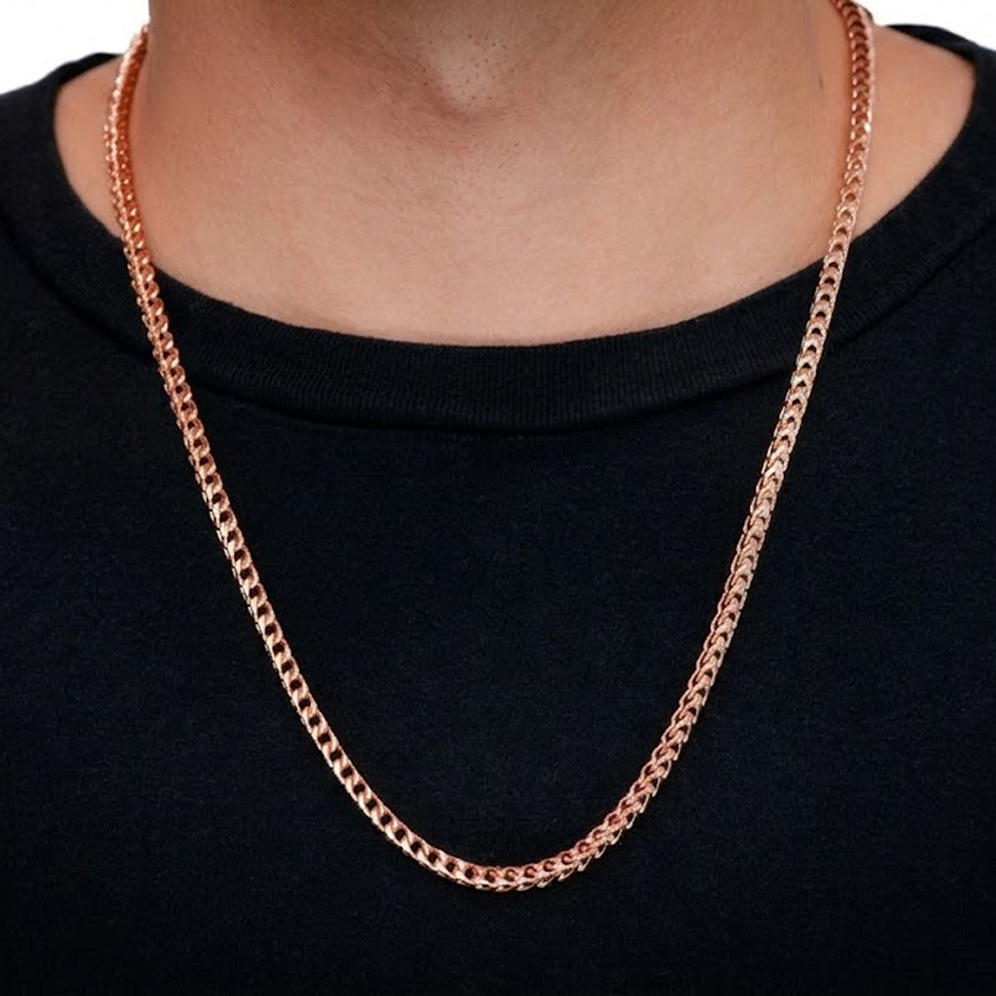 Franco Gold Chain in 14K rose gold, 4mm width, alternate view