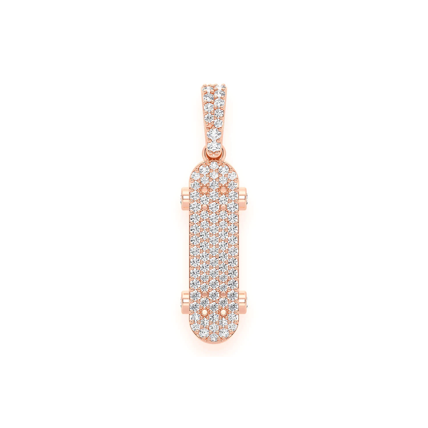 Skateboard Diamond Pendant in 14K rose gold, front view