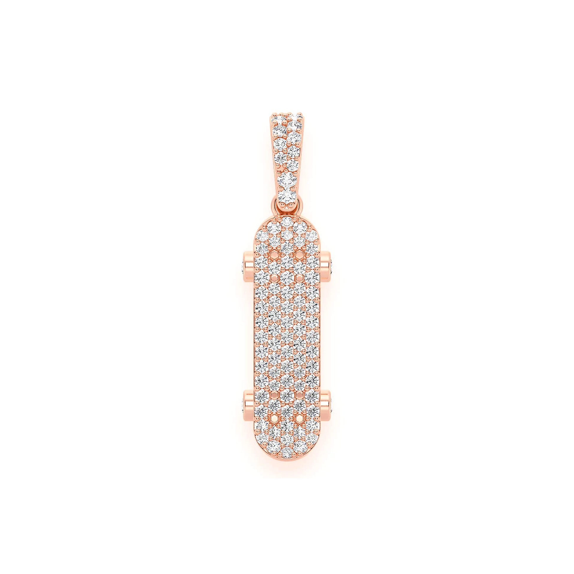 Skateboard Diamond Pendant in 14K rose gold, front view