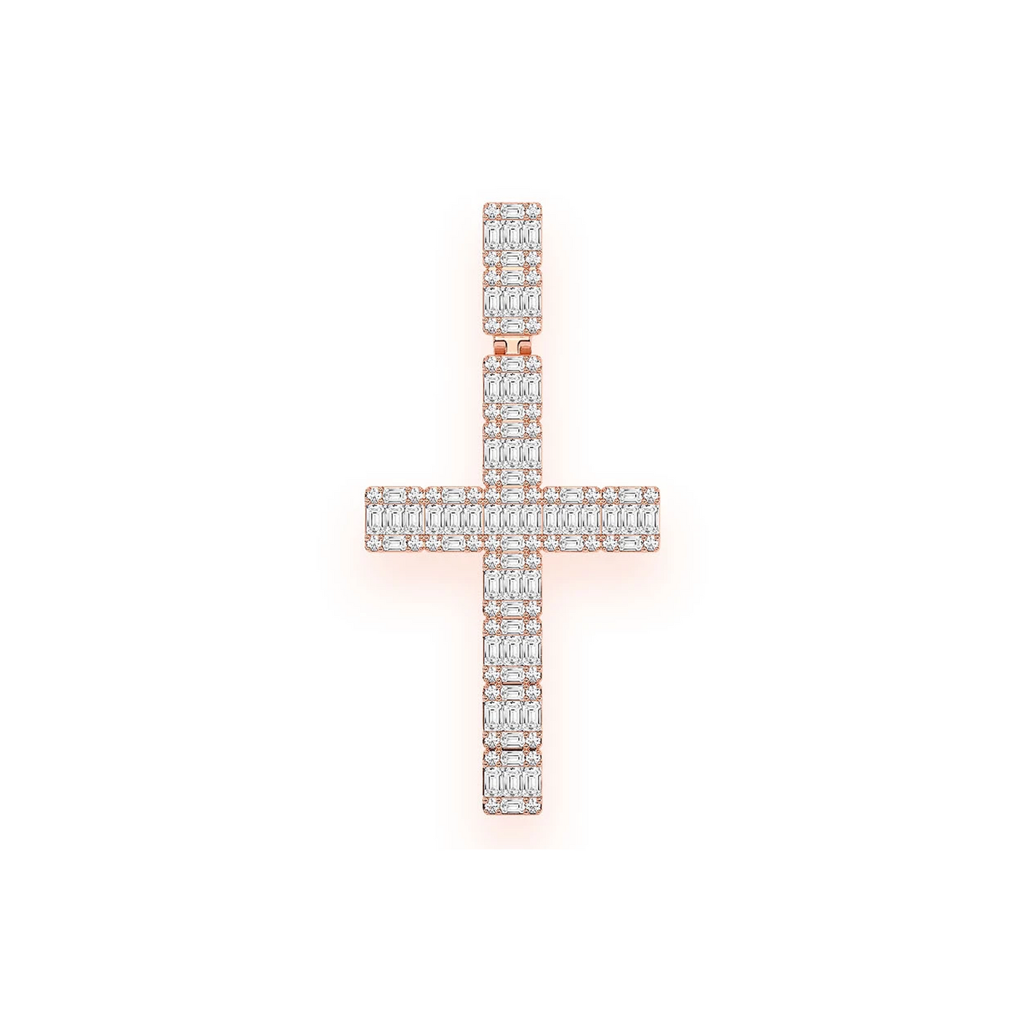 Royal Baguette Cross in 14K rose gold, front view