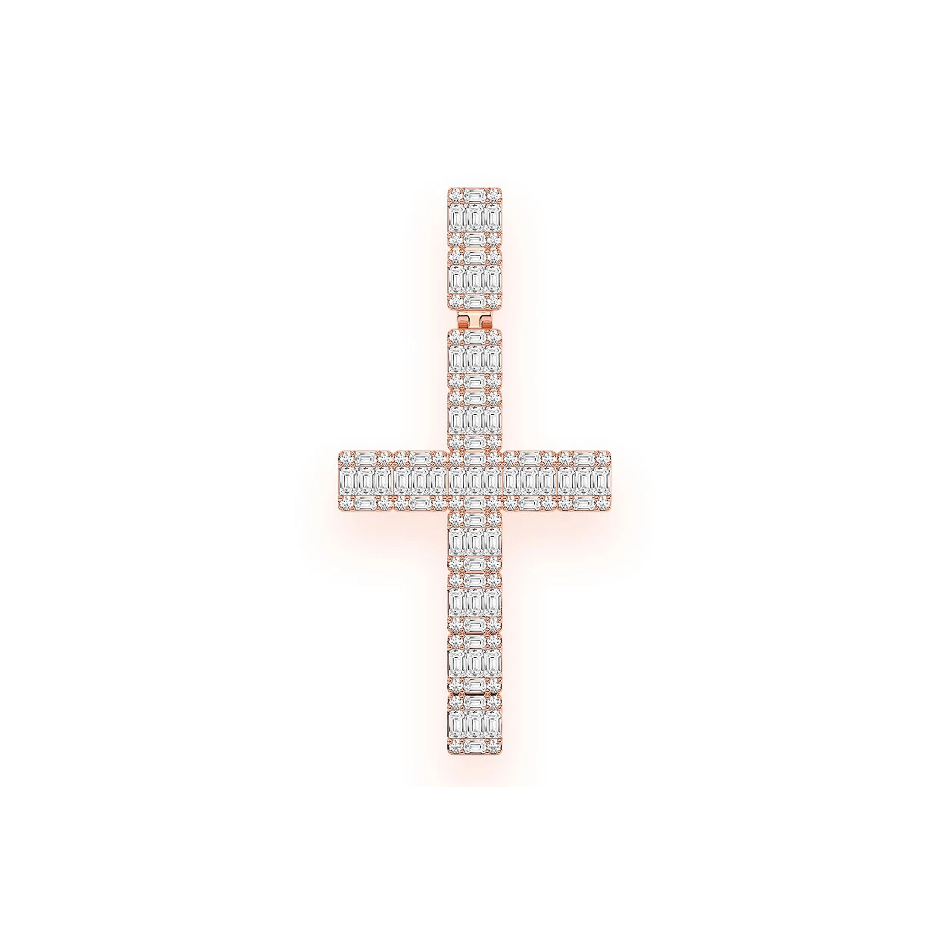Royal Baguette Cross in 14K rose gold, front view