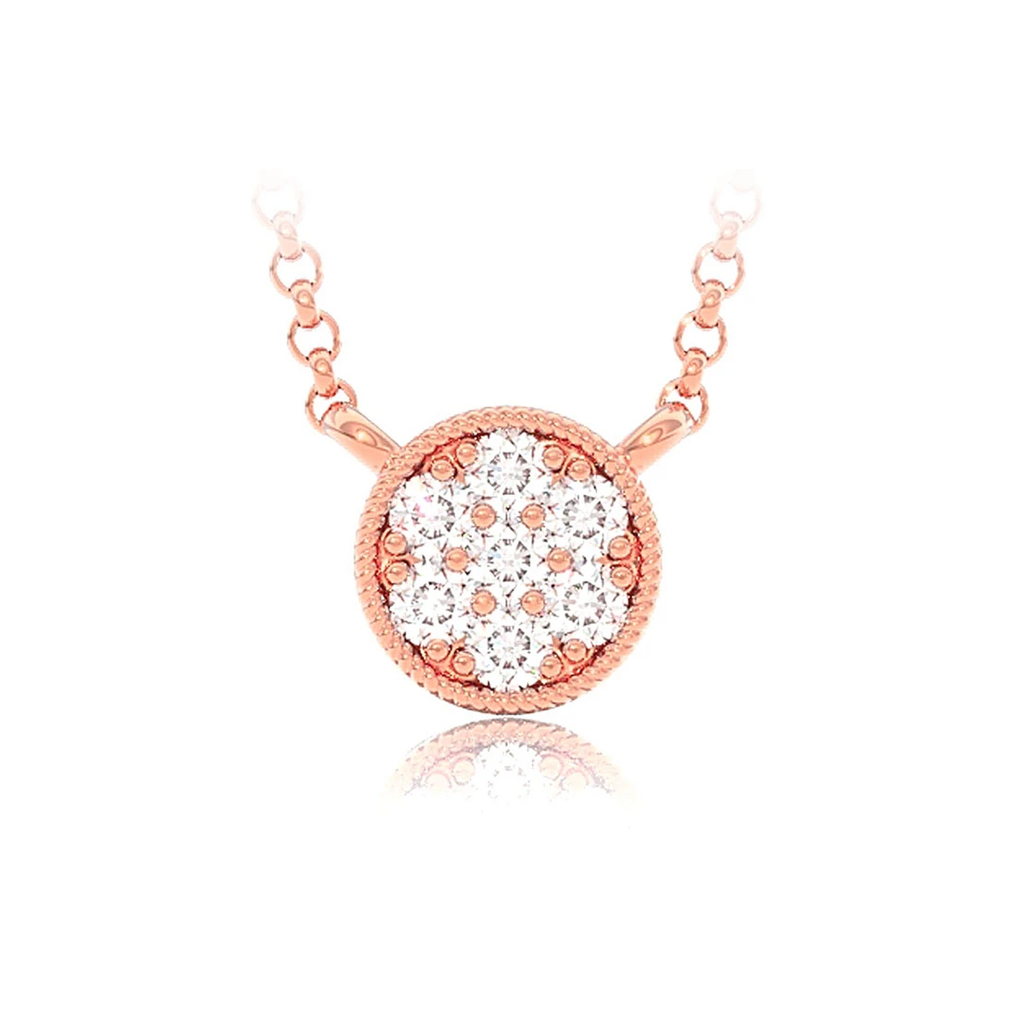 Round Diamond Disc Pendant in 14K rose gold, front view