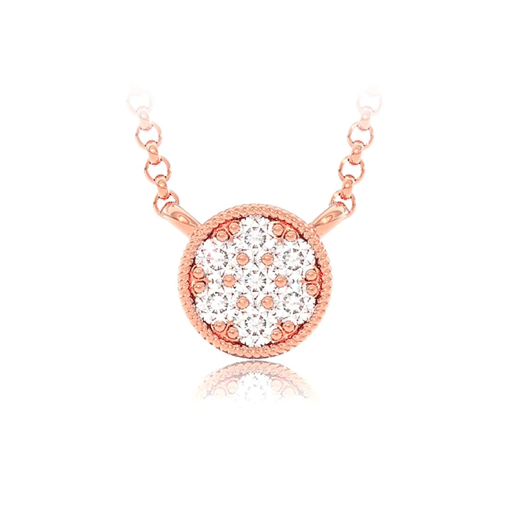 Round Diamond Disc Pendant in 14K rose gold, front view