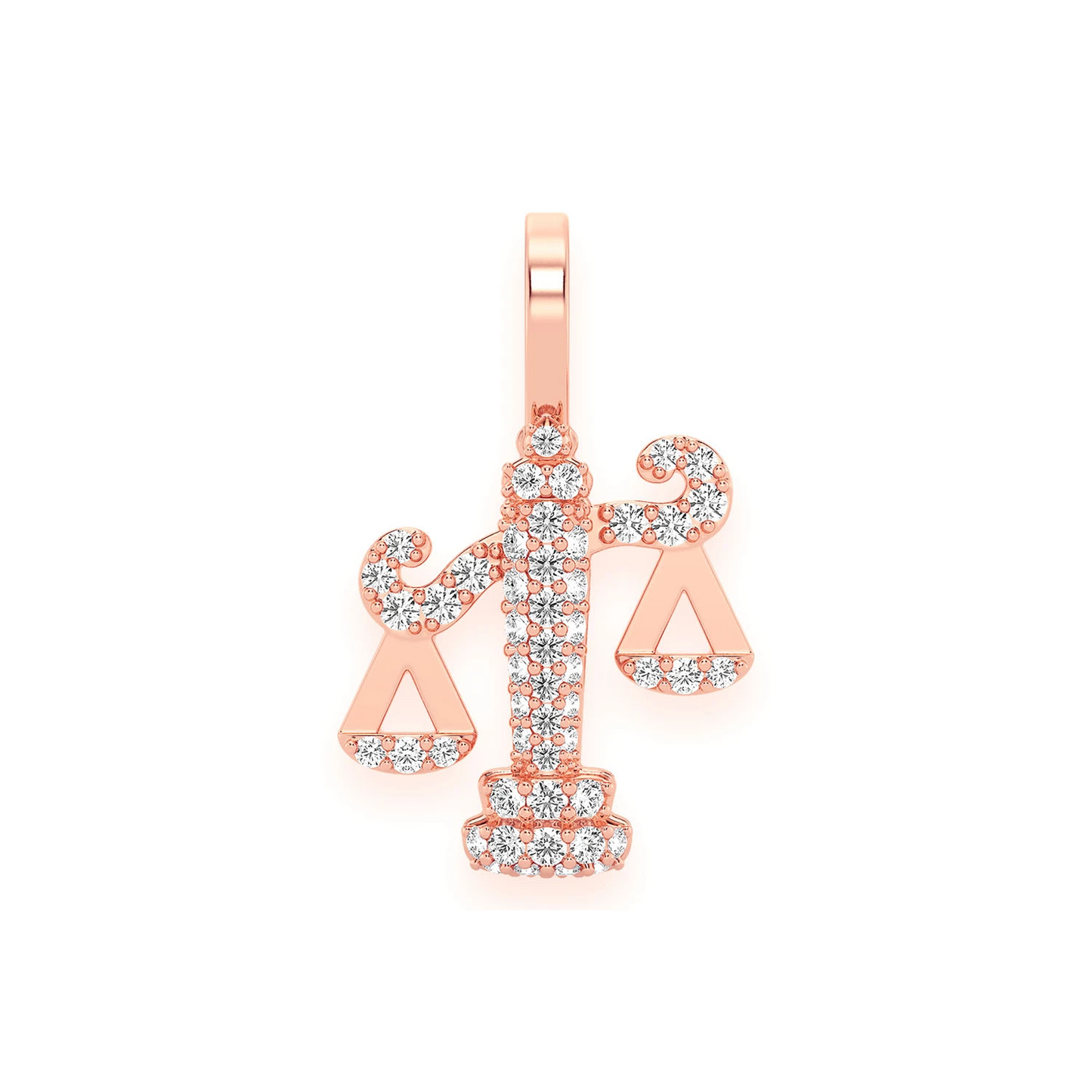 Scales of Justice Diamond Pendant in 14K rose gold, front view