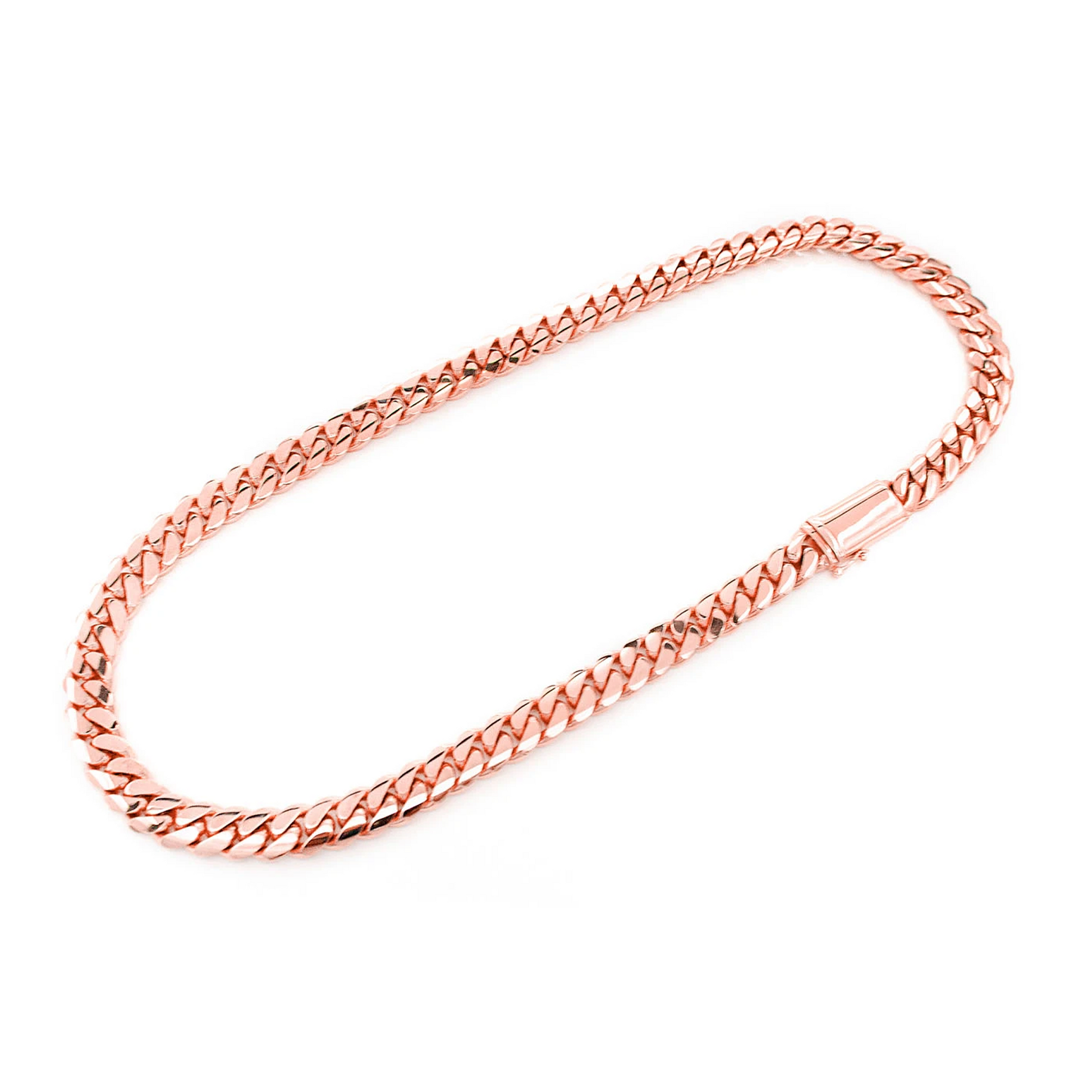 Miami Cuban Gold Chain in 14K rose gold, 10mm width, angled view