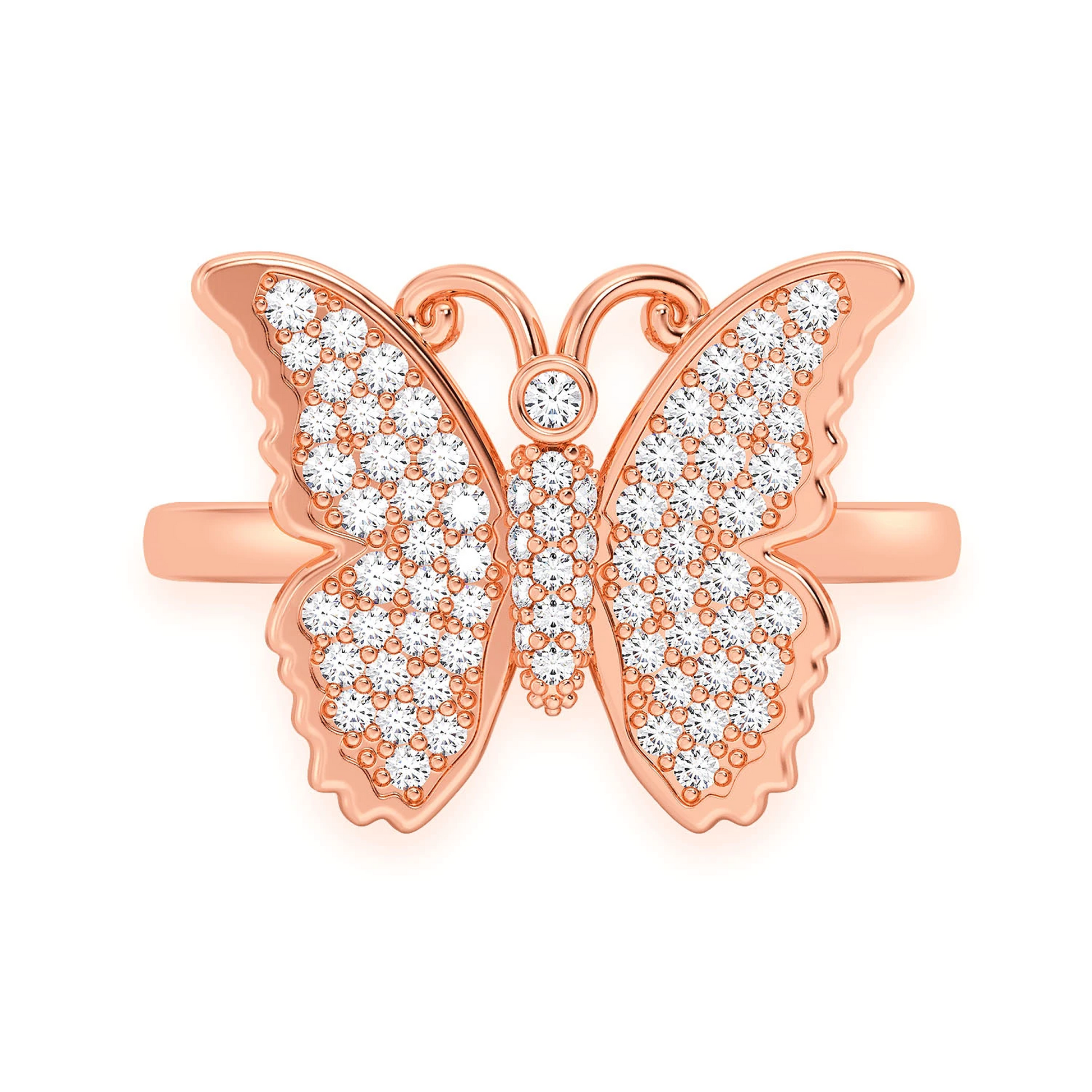 Butterfly Ring in 14K rose gold, front view
