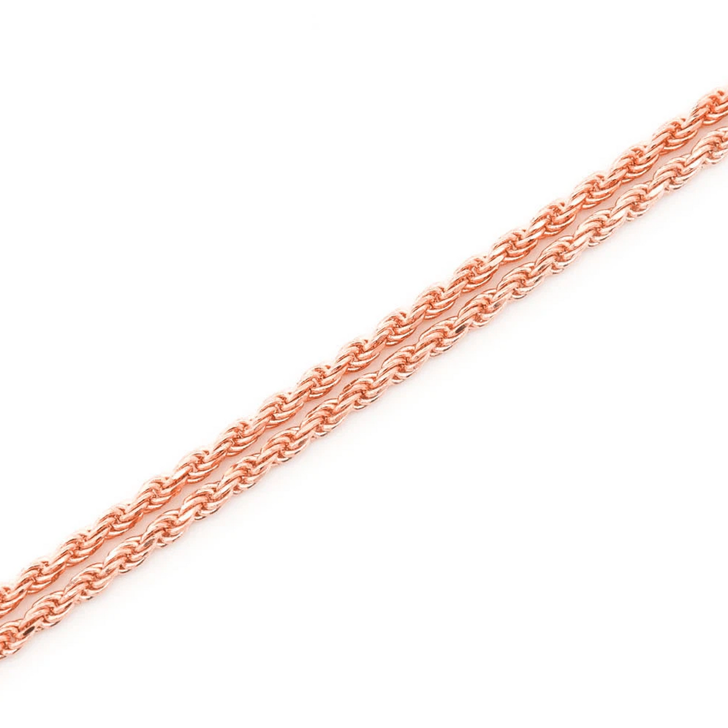 Rope Gold Chain in 14K rose gold, 1mm width, detail view