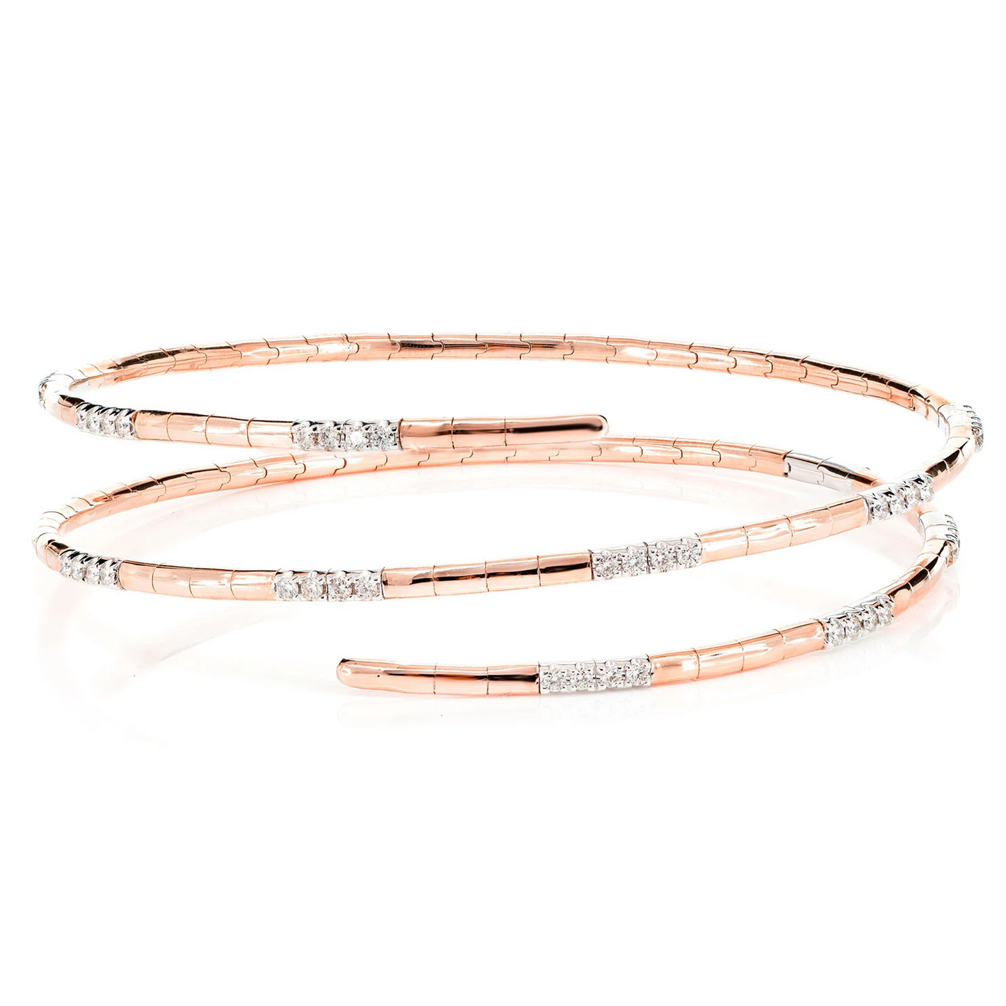 Wrap Diamond Flex Bangle Bracelet in 14K rose gold, front view