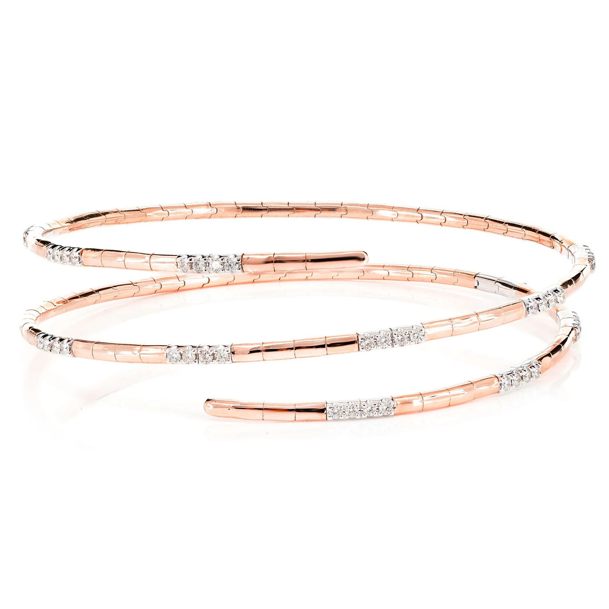 Wrap Diamond Flex Bangle Bracelet in 14K rose gold, front view