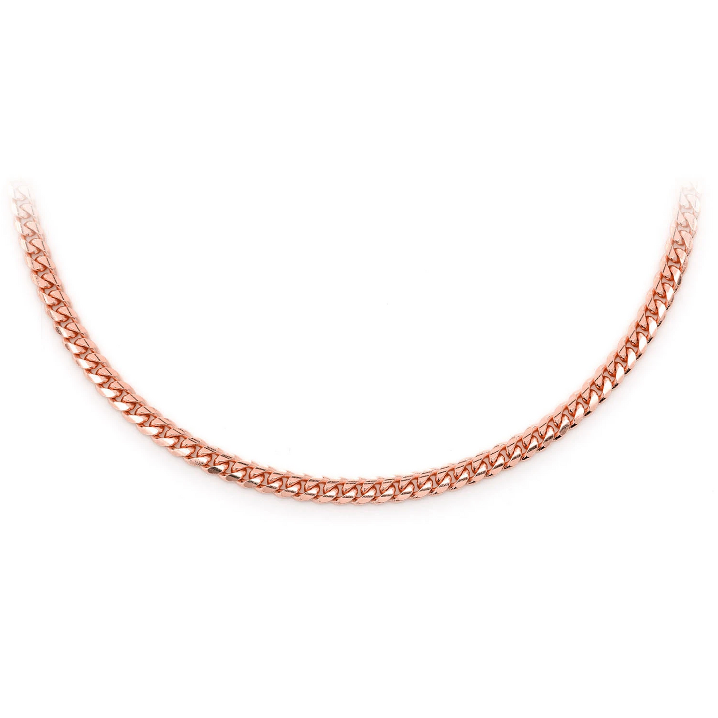 Miami Cuban Gold Chain in 14K rose gold, 2.5mm width, front view