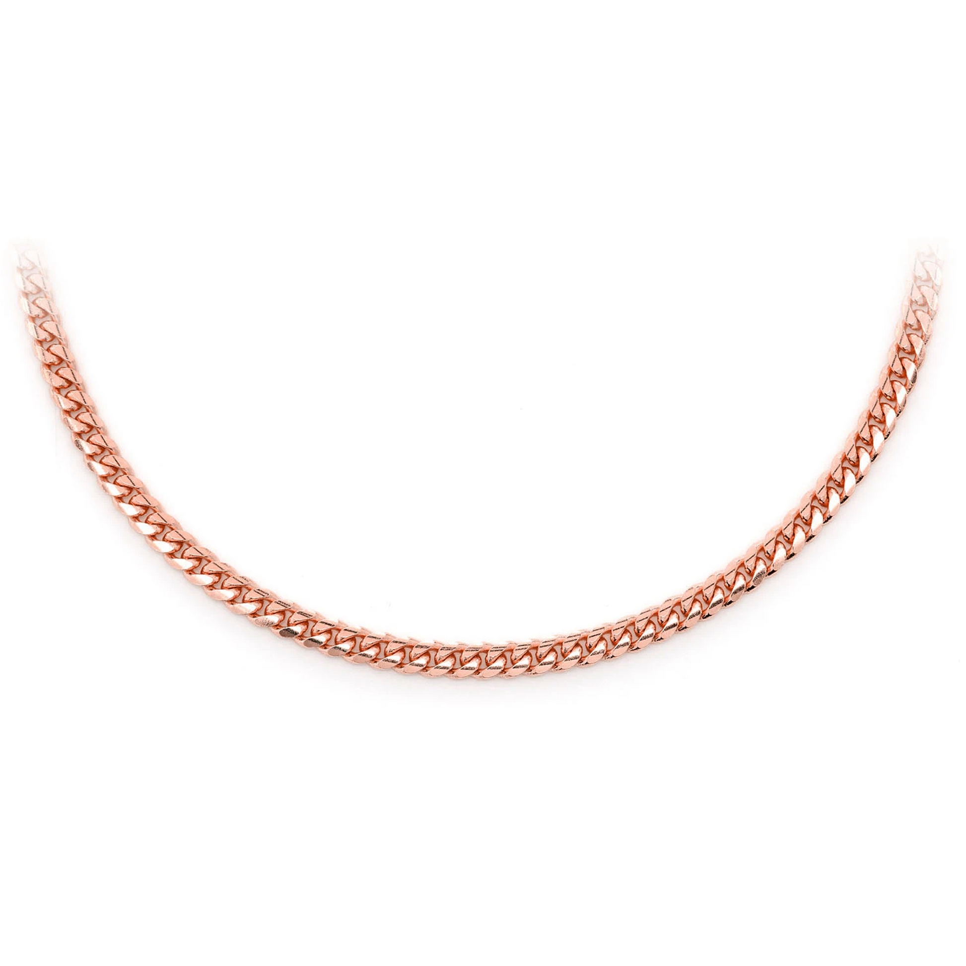 Miami Cuban Gold Chain in 14K rose gold, 2.5mm width, front view
