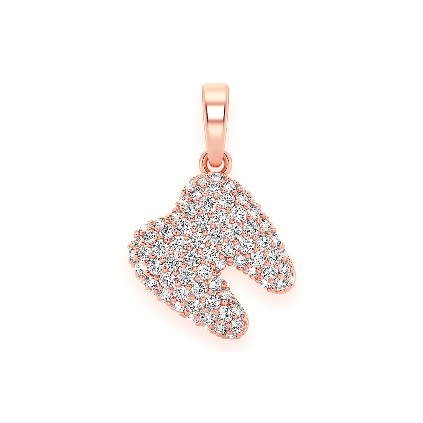 Diamond Tooth Pendant in 14K rose gold, front view