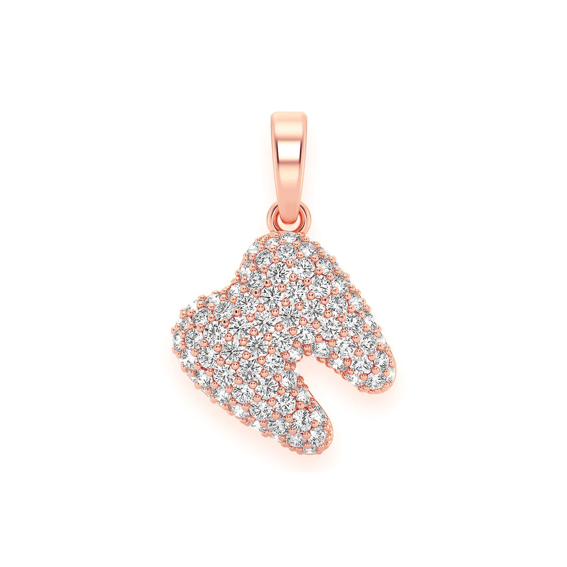 Diamond Tooth Pendant in 14K rose gold, front view