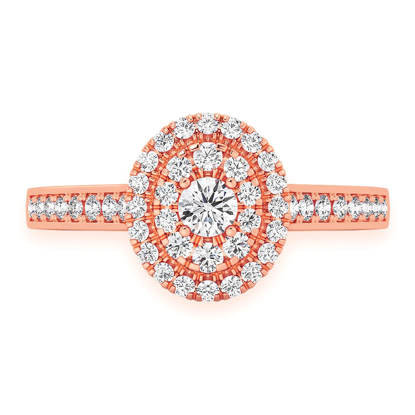 Oval Diamond Engagement Ring in 14K rose gold, front view