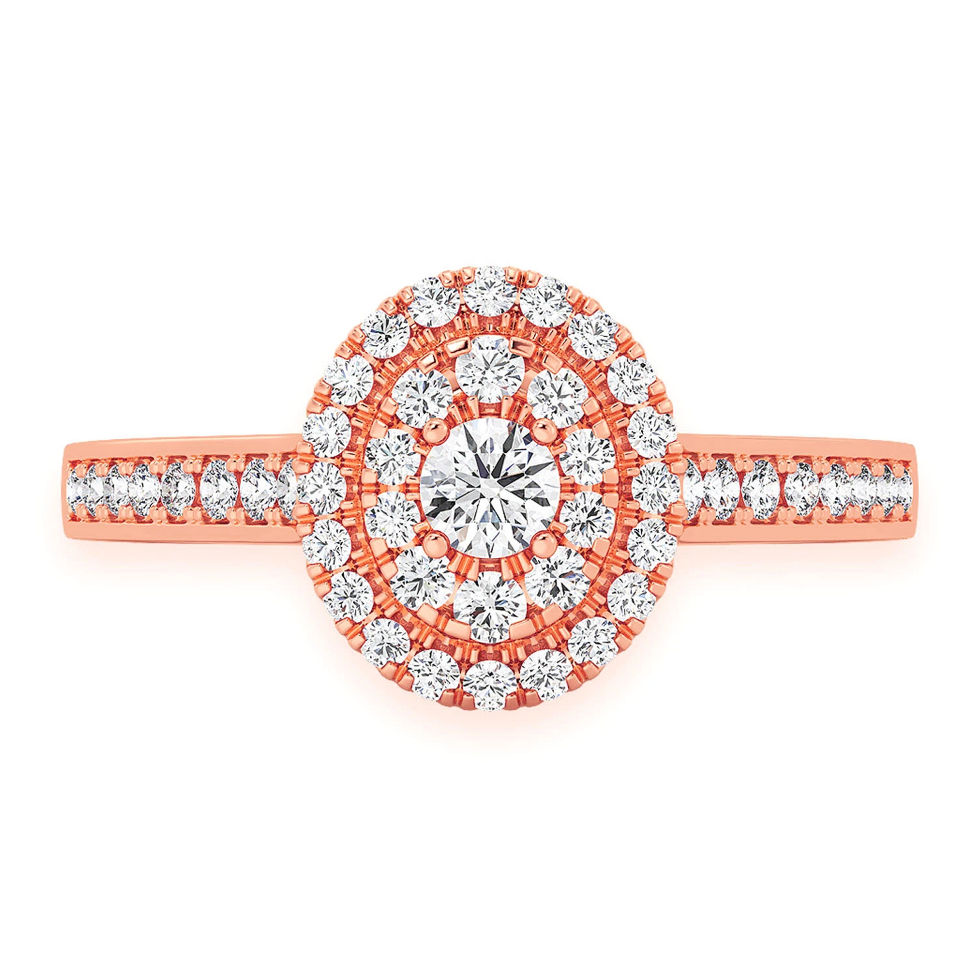 Oval Diamond Engagement Ring in 14K rose gold, front view
