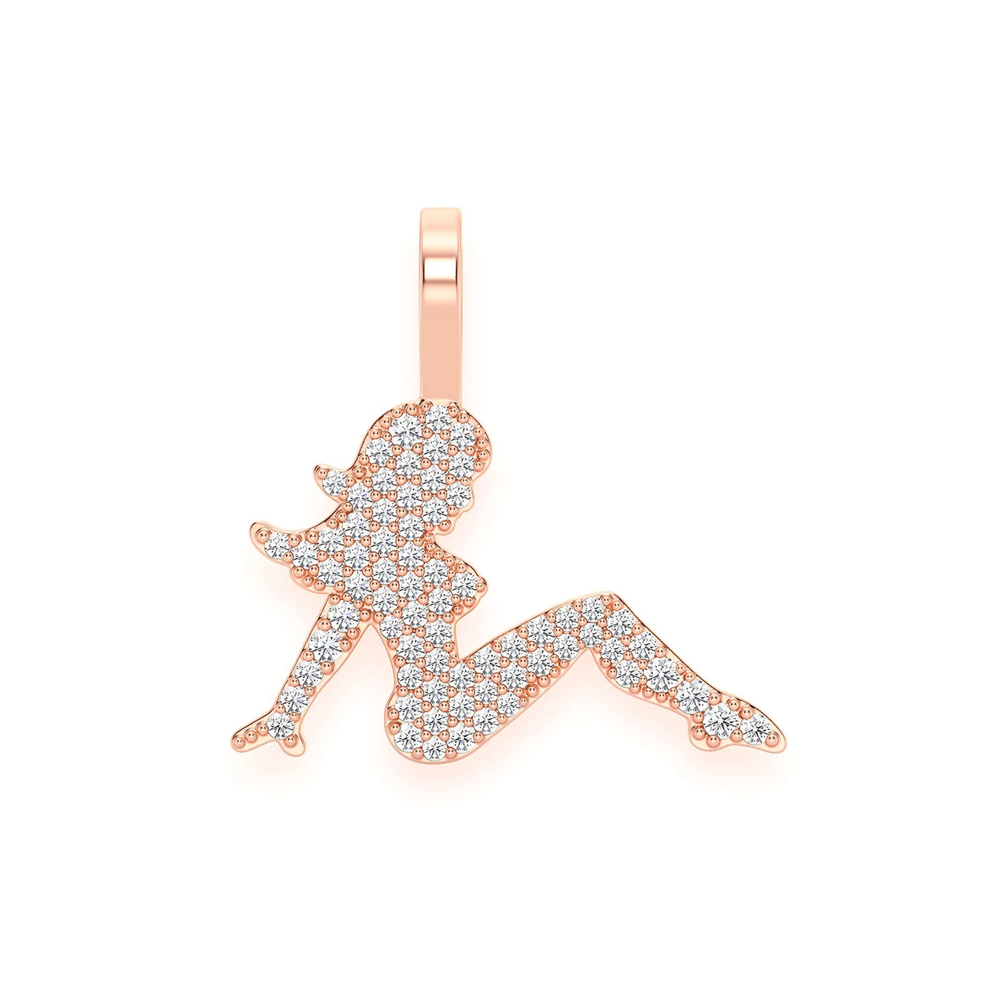 Girl Silhouette Diamond Pendant in 14K rose gold, front view