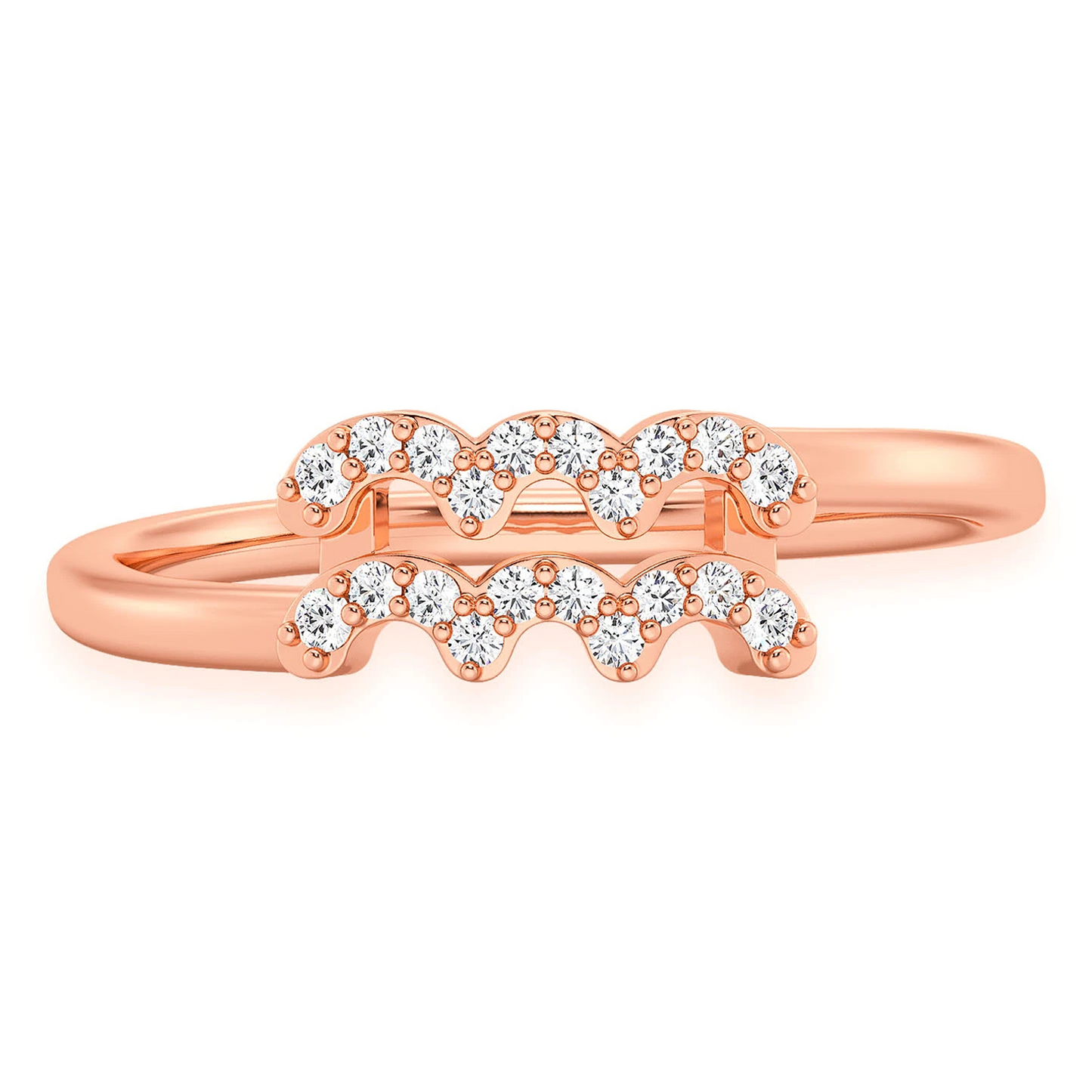 Zodiac Diamond Ring in 14K rose gold, Aquarius design, front view