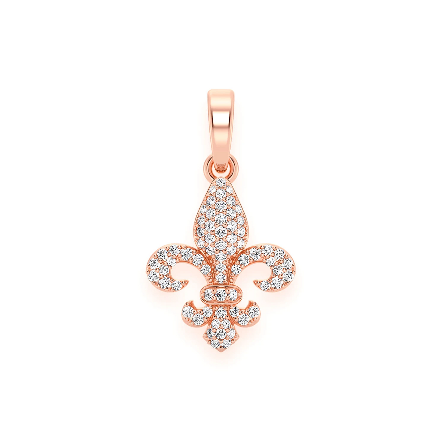 Fleur-De-Lis Diamond Pendant in 14K rose gold, front view