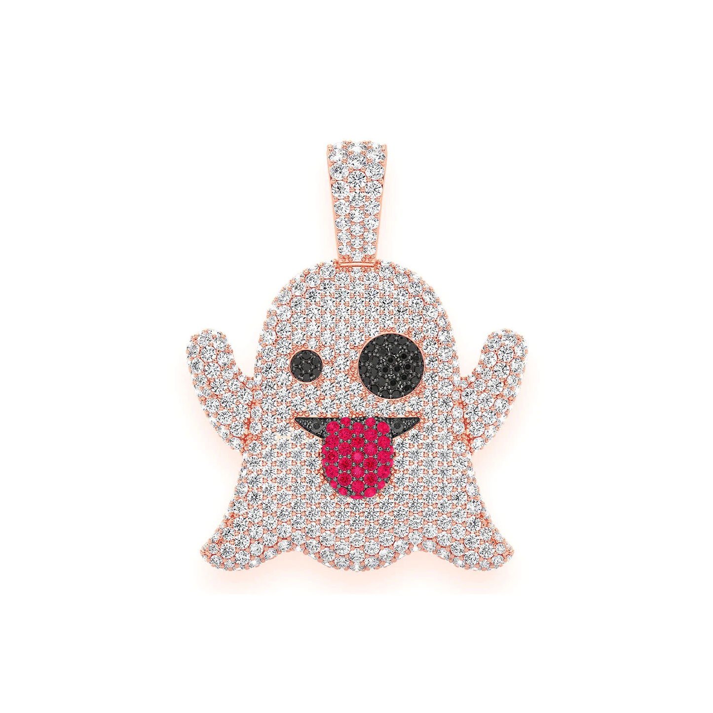 Ghost Ruby & Diamond Pendant in 14K rose gold, 5.25ctw, front view