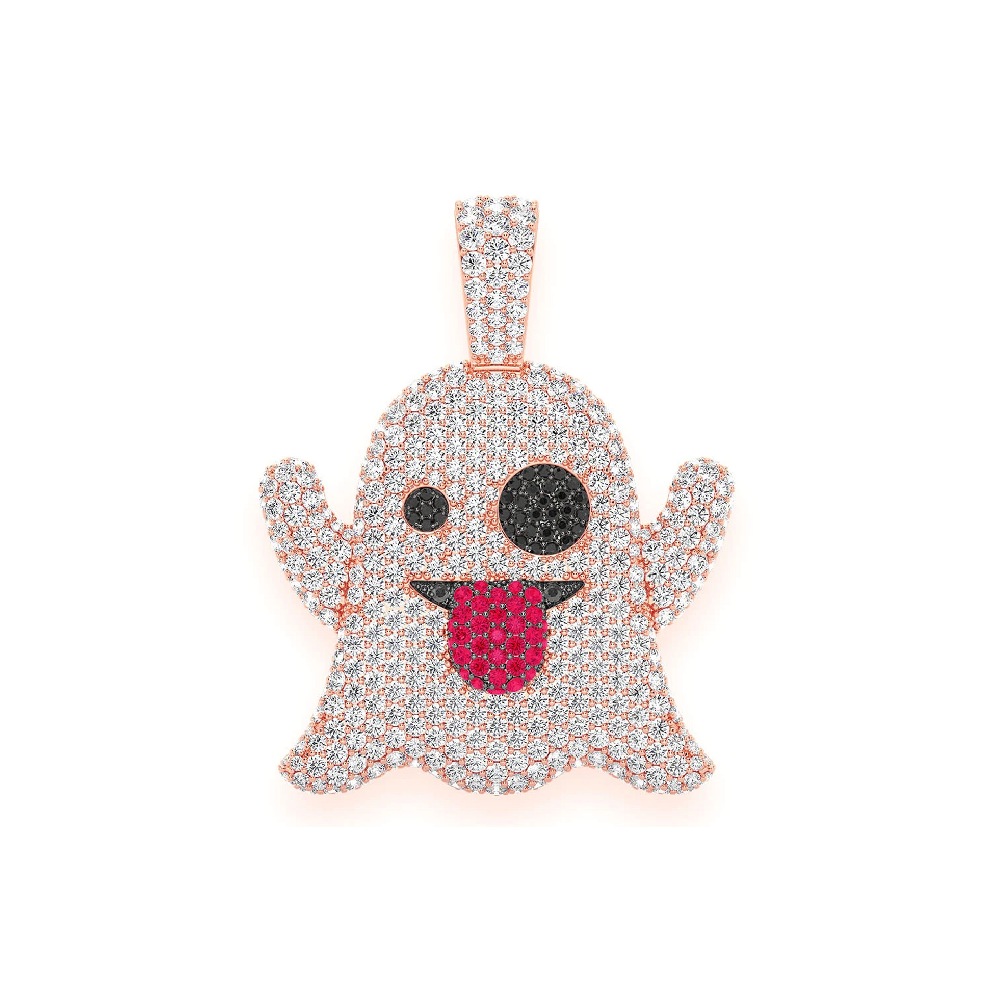 Ghost Ruby & Diamond Pendant in 14K rose gold, 5.25ctw, front view