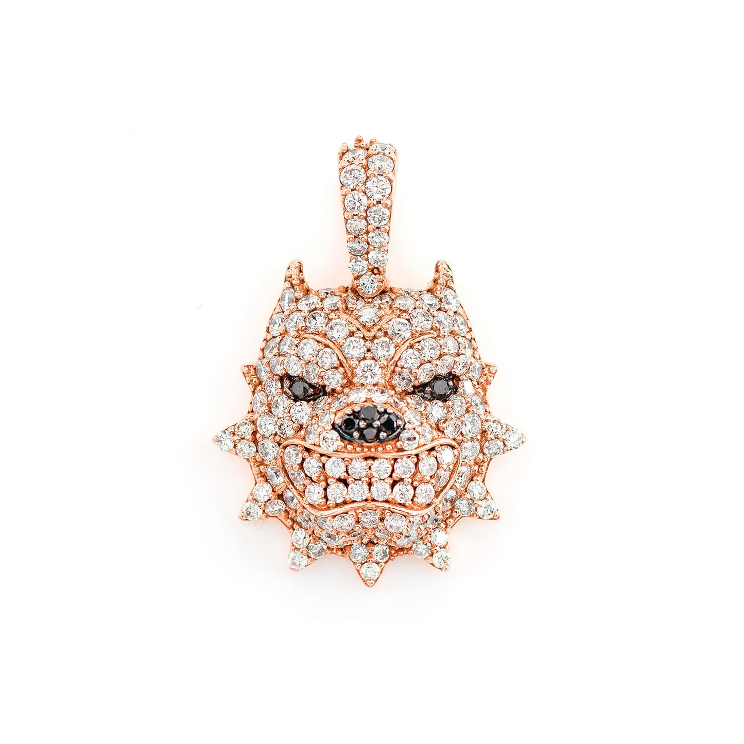 Pitbull Diamond Pendant in 14K rose gold, Signature | 1.25ctw, front view