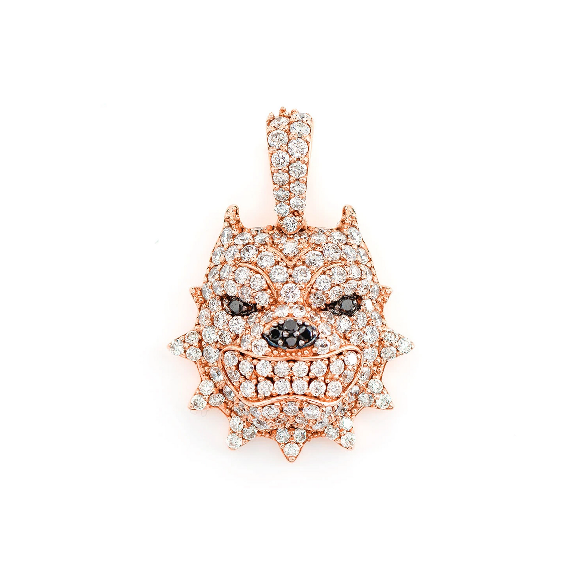 Pitbull Diamond Pendant in 14K rose gold, Signature | 1.25ctw, front view