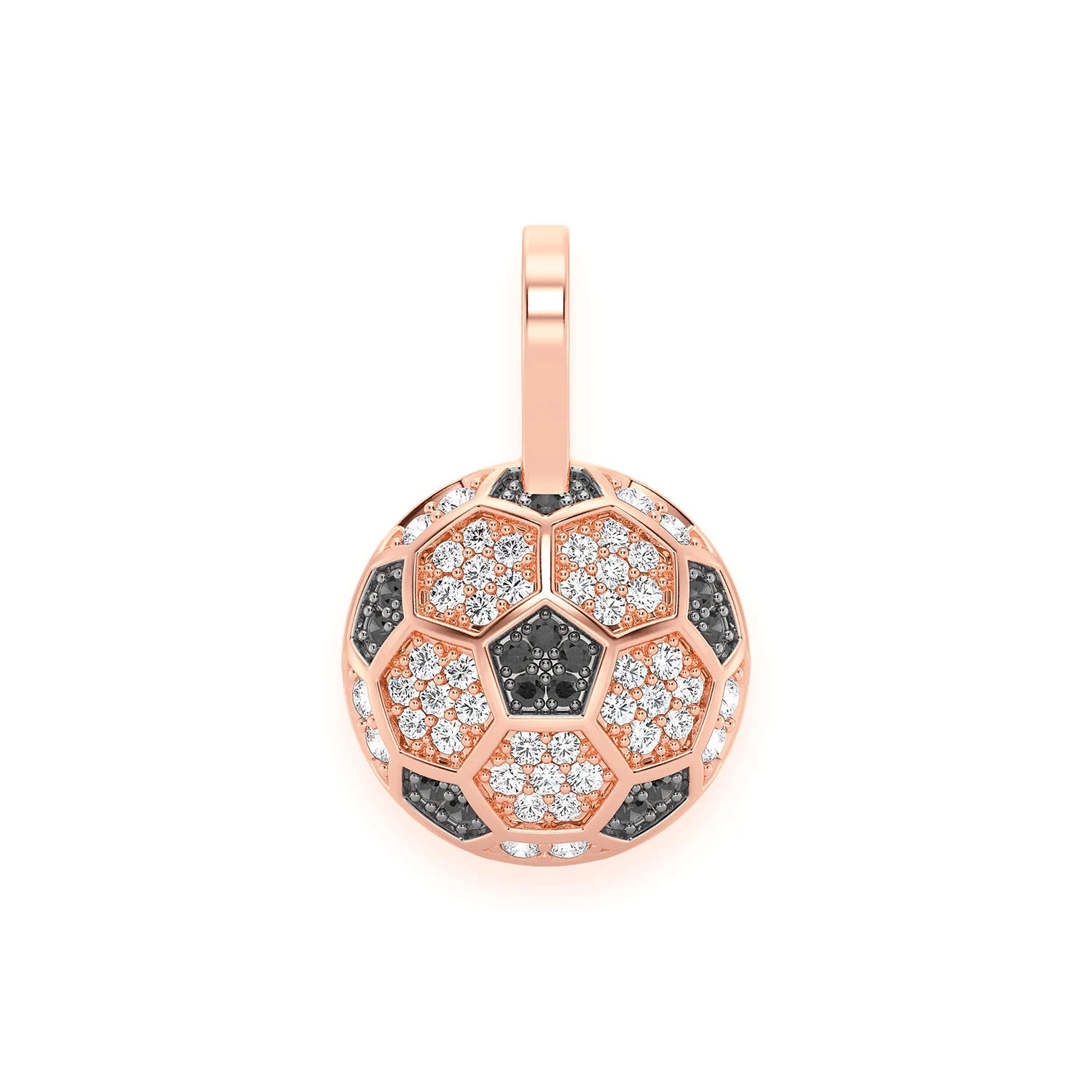 Soccer Ball Diamond Pendant in 14K rose gold, front view