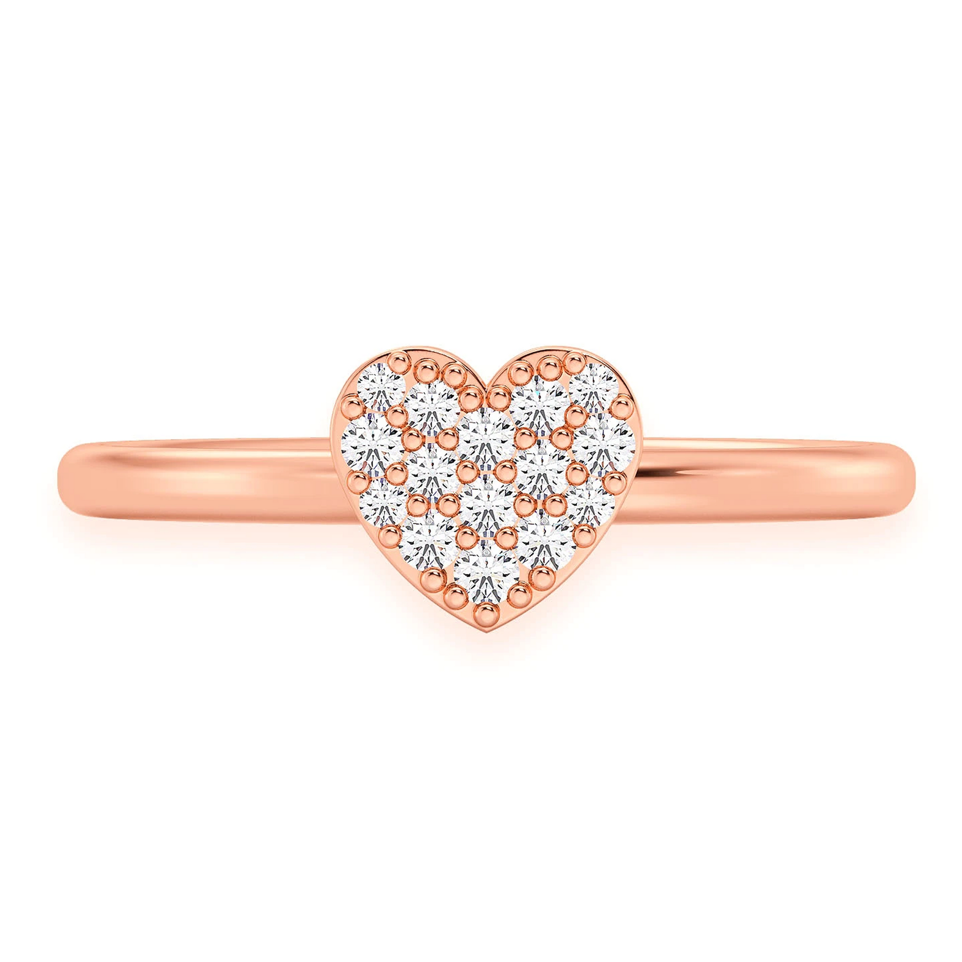 Bubbly Heart Diamond Ring in 14K rose gold, 0.10ctw, front view