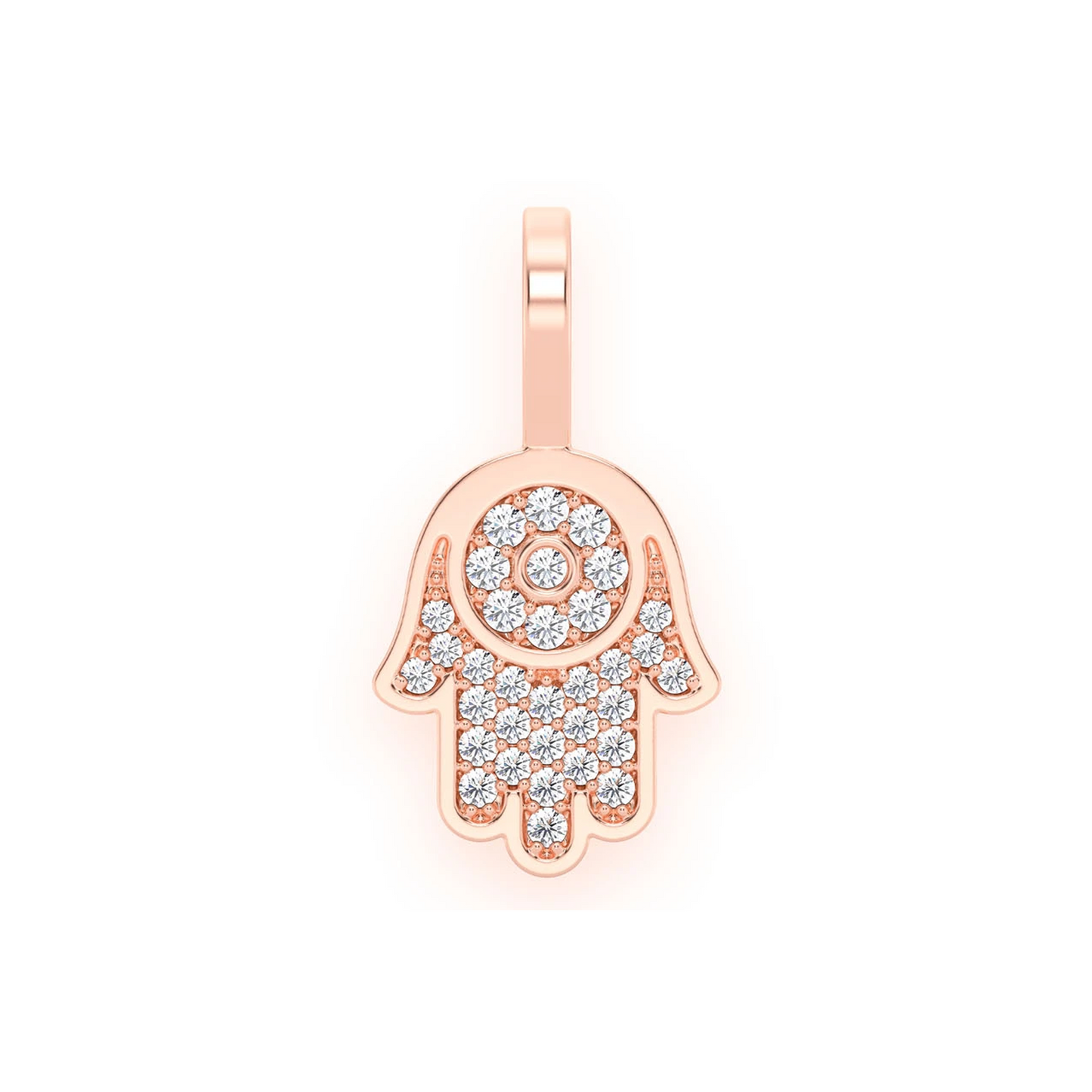 Mini Hamsa Diamond Pendant in 14K rose gold, front view